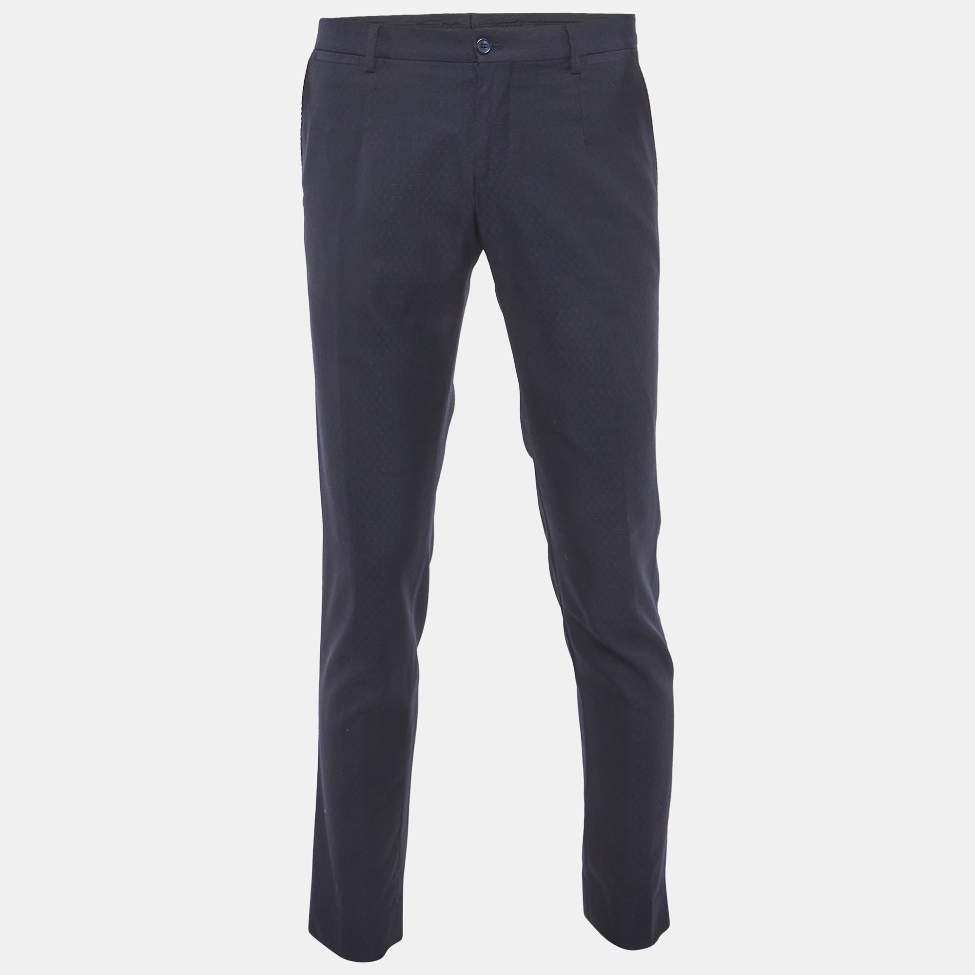 Dolce & Gabbana Navy Blue Wool Regular Fit Trousers Dolce & Gabbana Navy Blue Wool Regular Fit Trousers