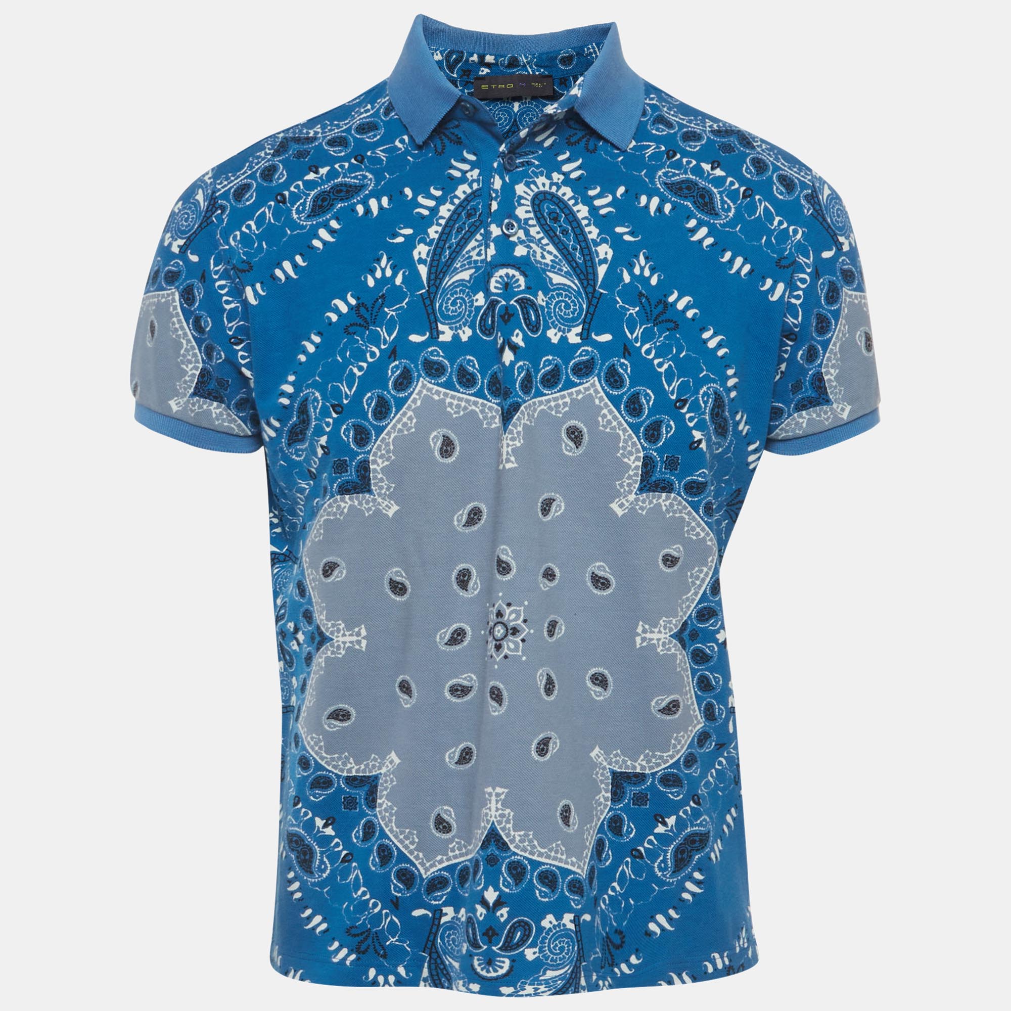 Etro Blue Paisley Print Polo Shirt Etro Blue Paisley Print Polo Shirt