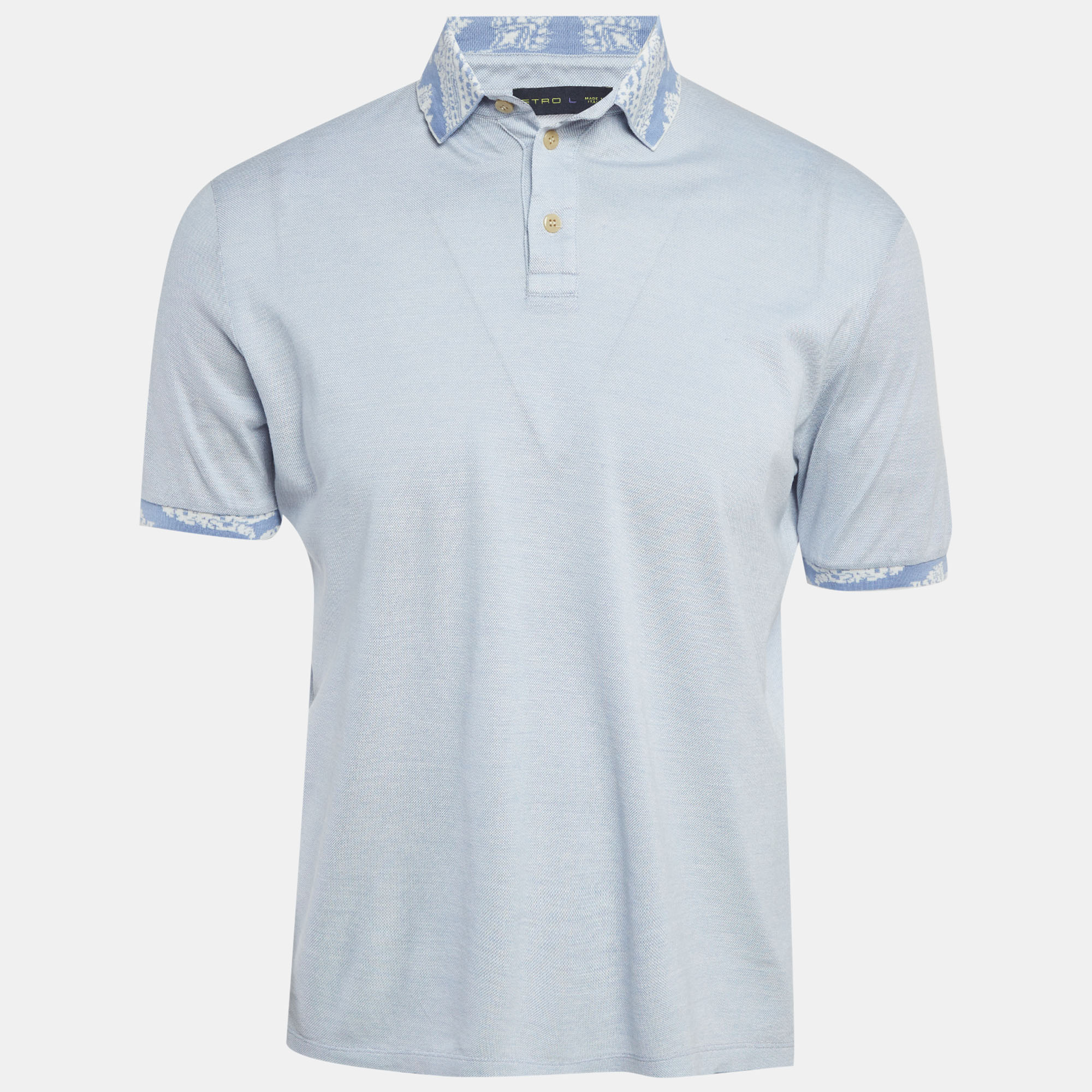 Etro Blue Cotton Pique Polo Shirt Etro Blue Cotton Pique Polo Shirt
