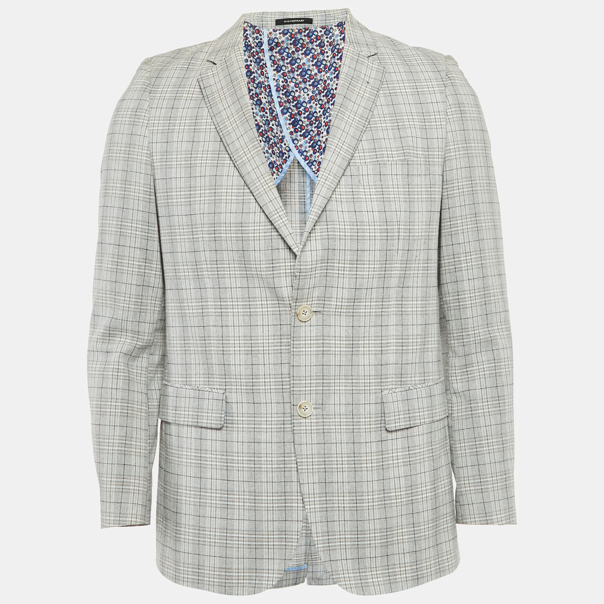 Gio Ferrari Grey Checkered Wool Blend Blazer Gio Ferrari Grey Checkered Wool Blend Blazer