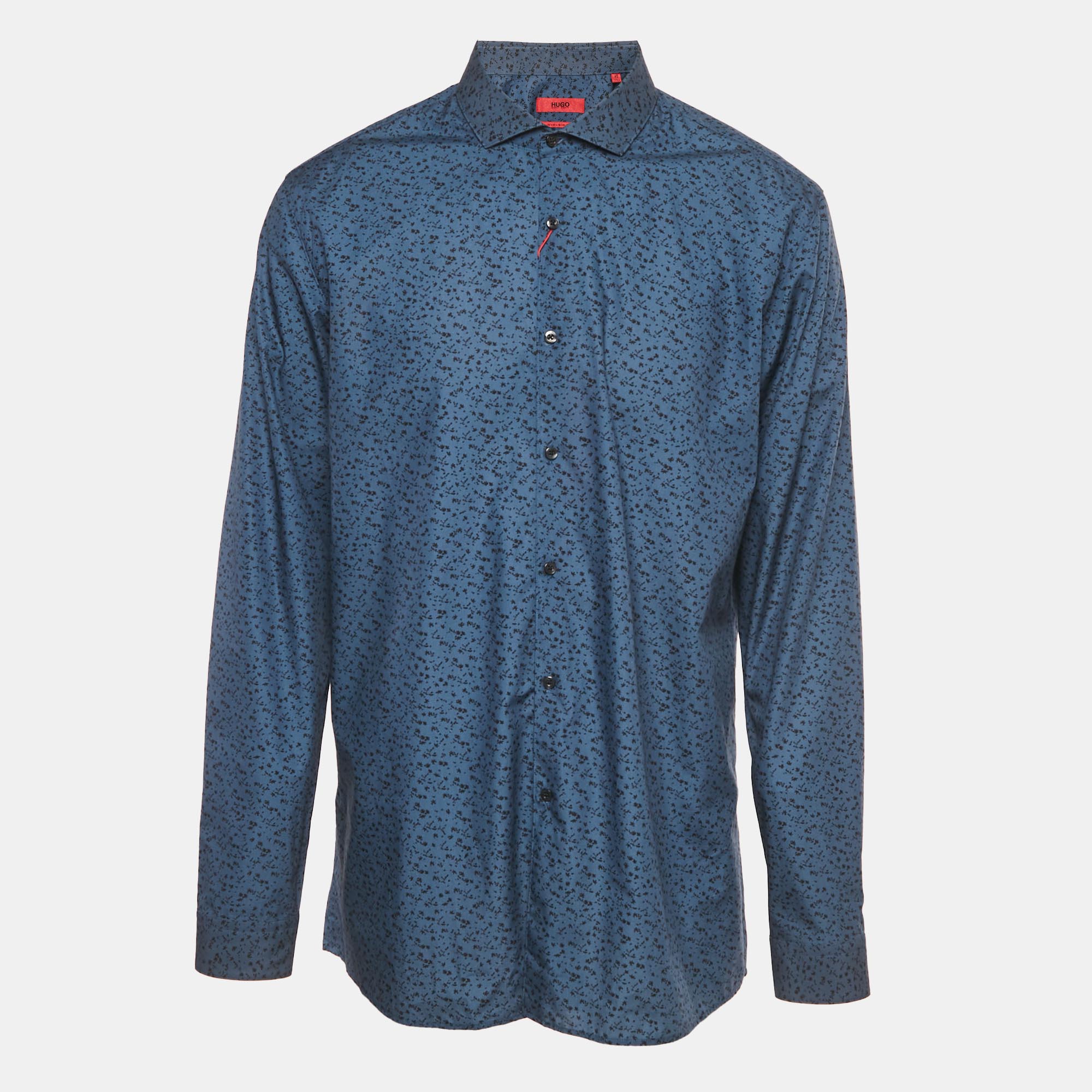 Hugo Boss Blue Printed Cotton Extra Slim Fit Erriko Shirt Hugo Boss Blue Printed Cotton Extra Slim Fit Erriko Shirt