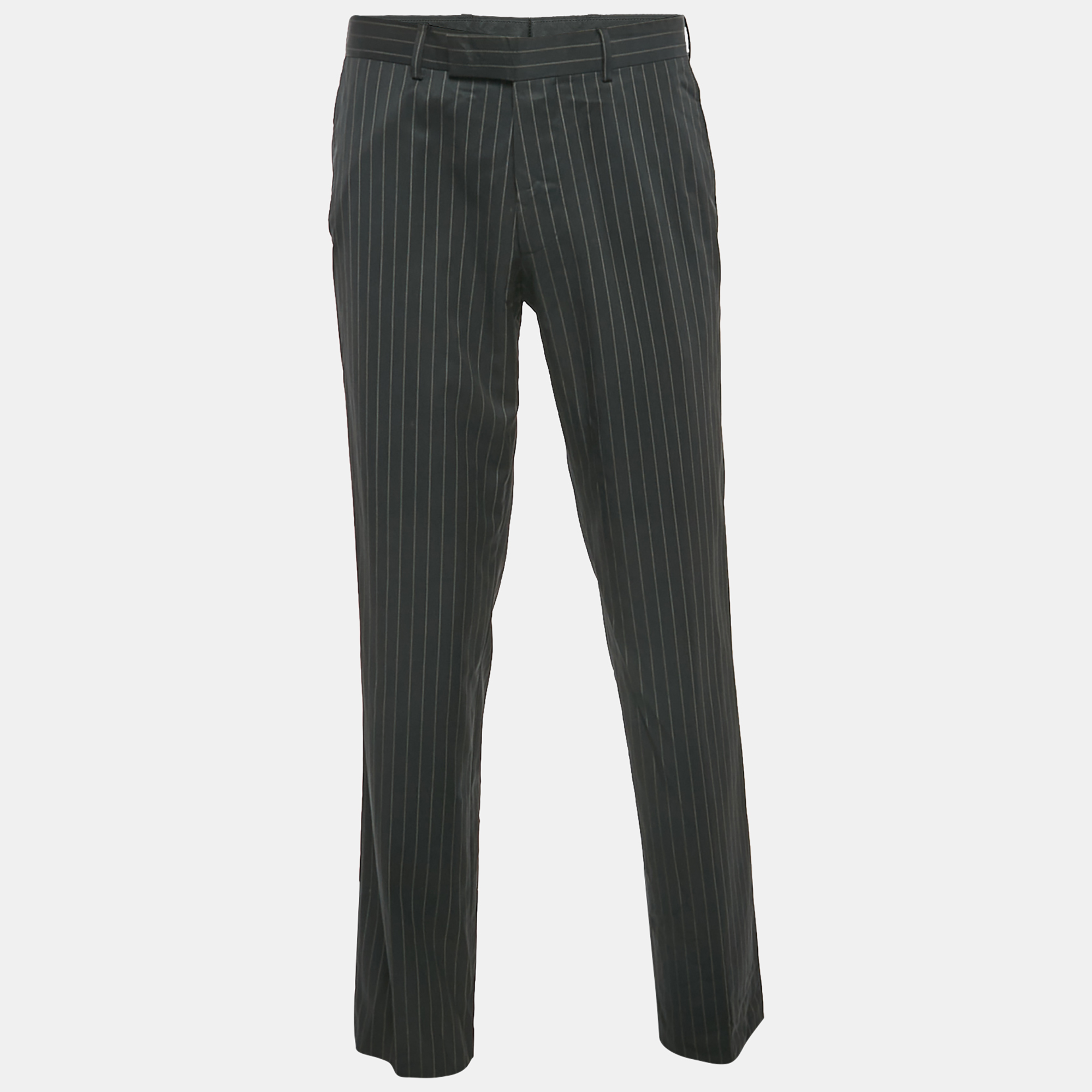 Hugo Boss Black Pinstripe Wool Formal Trousers
