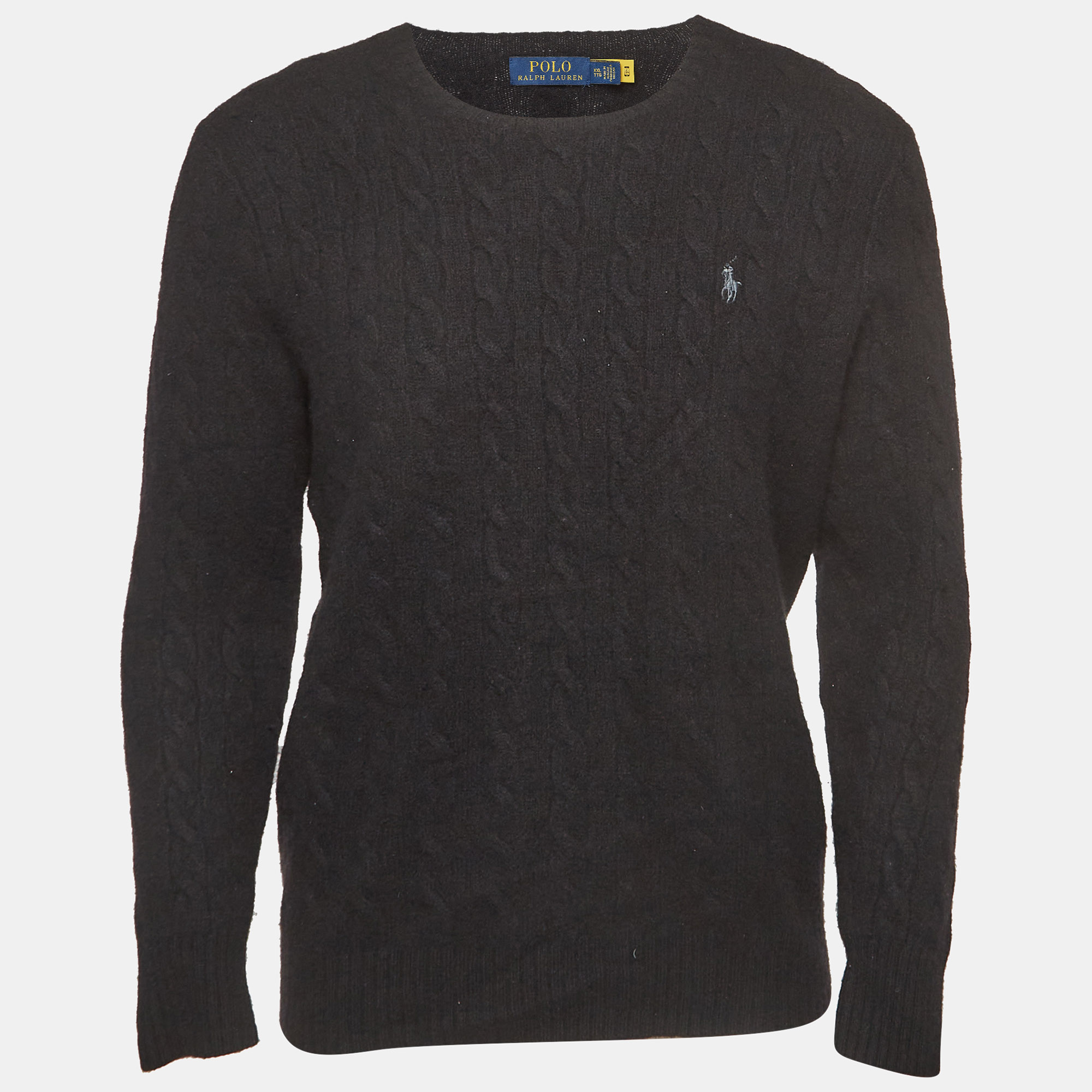 Polo Ralph Lauren Black Cable Knit Crew Neck Sweatshirt Polo Ralph Lauren Black Cable Knit Crew Neck Sweatshirt