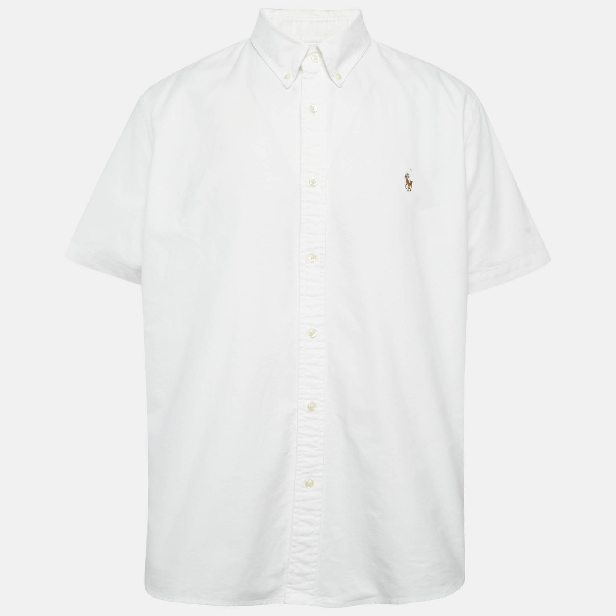 Polo Ralph Lauren White Cotton Half Sleeve Button Down Shirt
