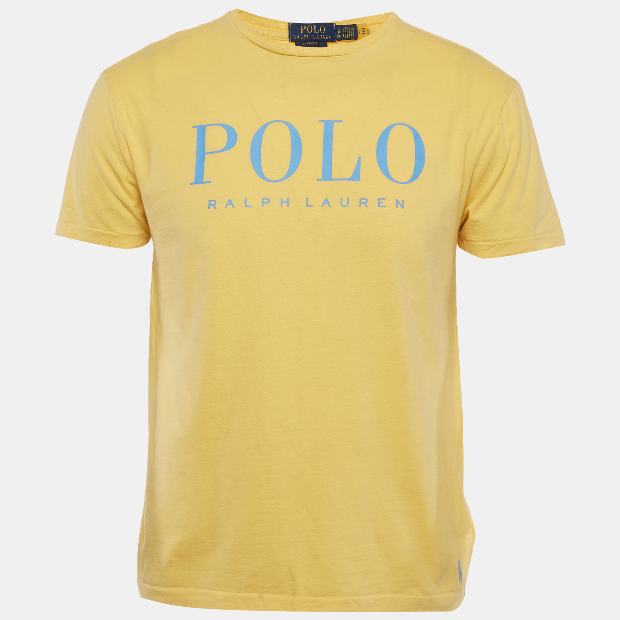 Polo Ralph Lauren Yellow Logo Print Jersey Crewneck Shirt