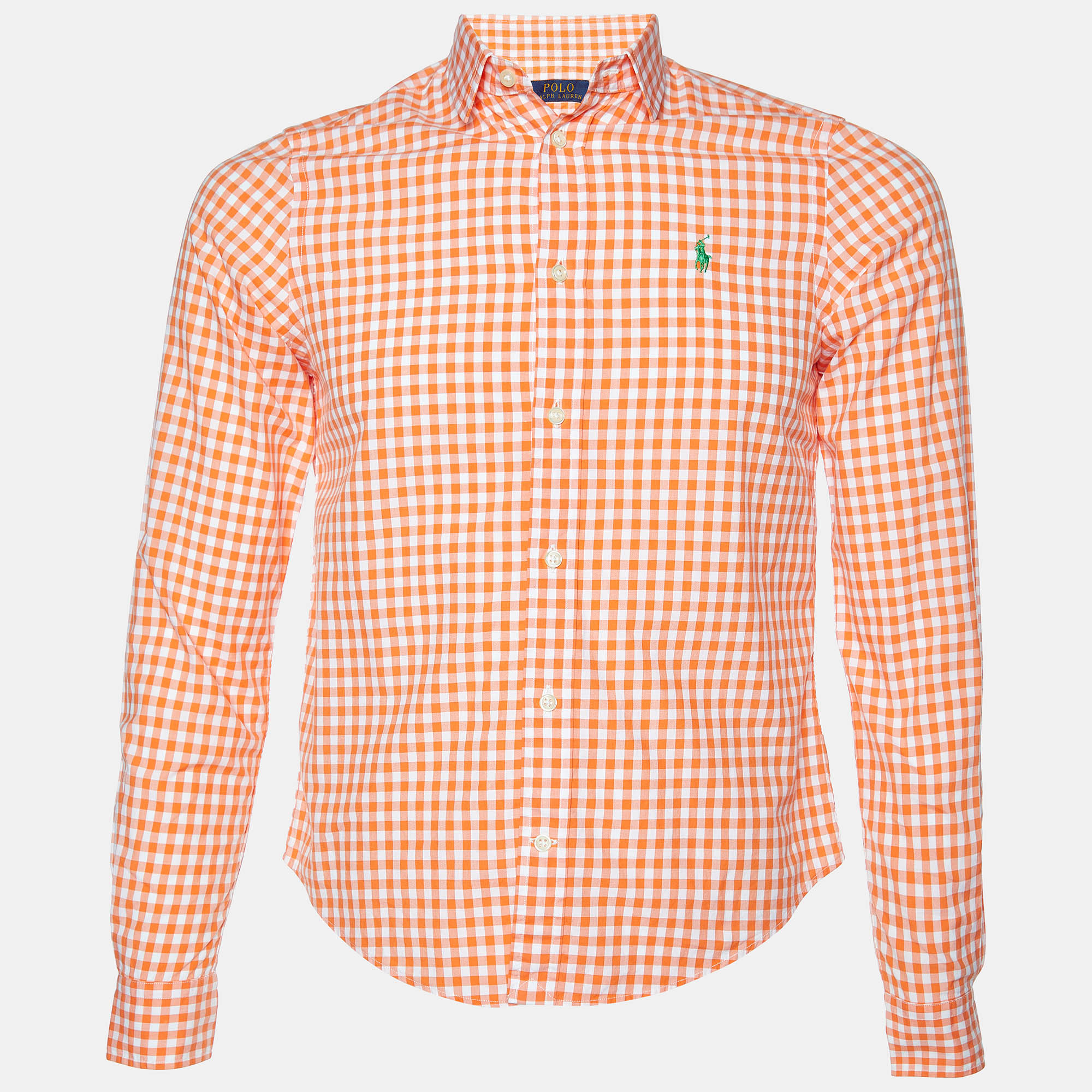 Polo Ralph Lauren Orange Gingham Check Cotton Long Sleeve Shirt Polo Ralph Lauren Orange Gingham Check Cotton Long Sleeve Shirt