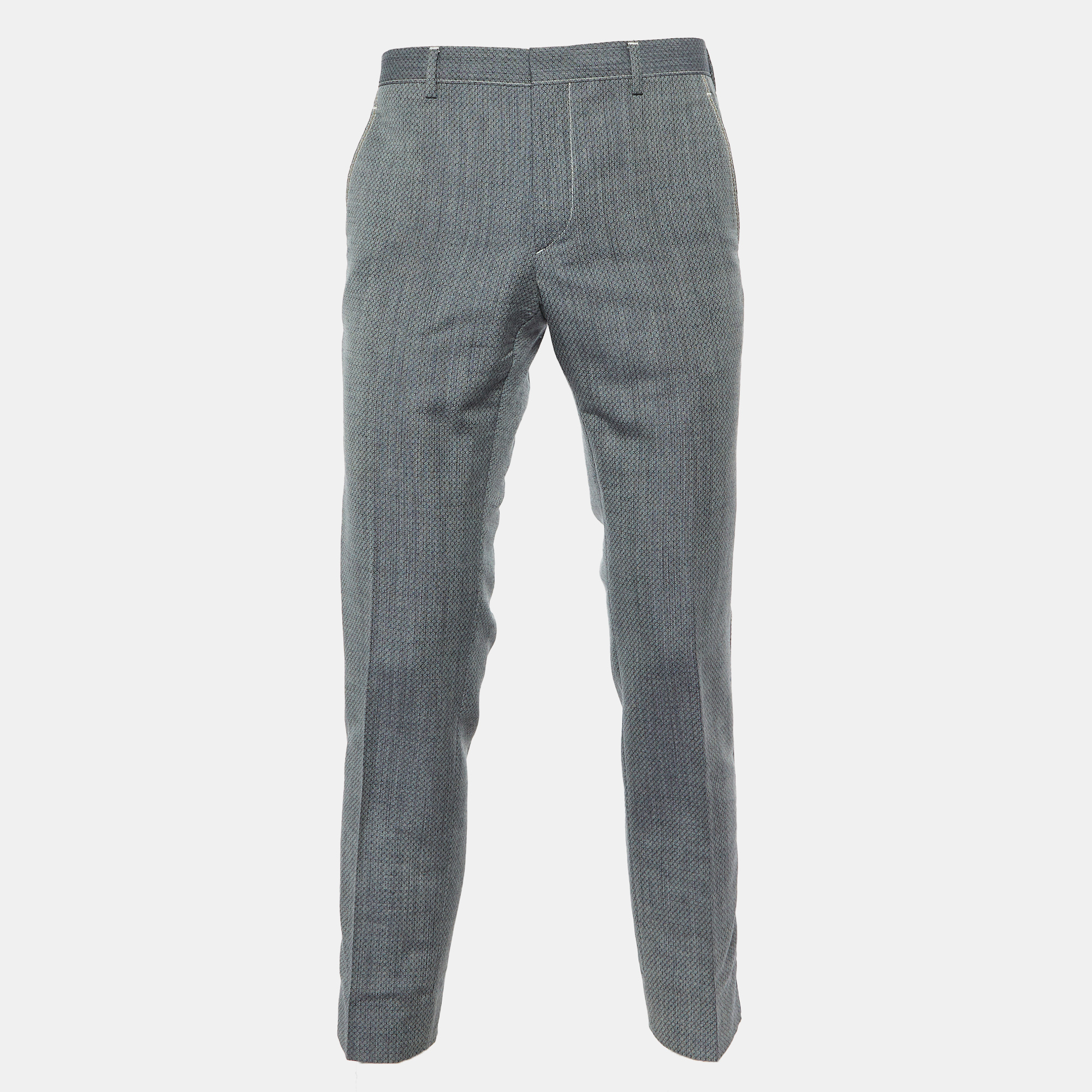 Prada Grey Patterned Wool Trousers Prada Grey Patterned Wool Trousers