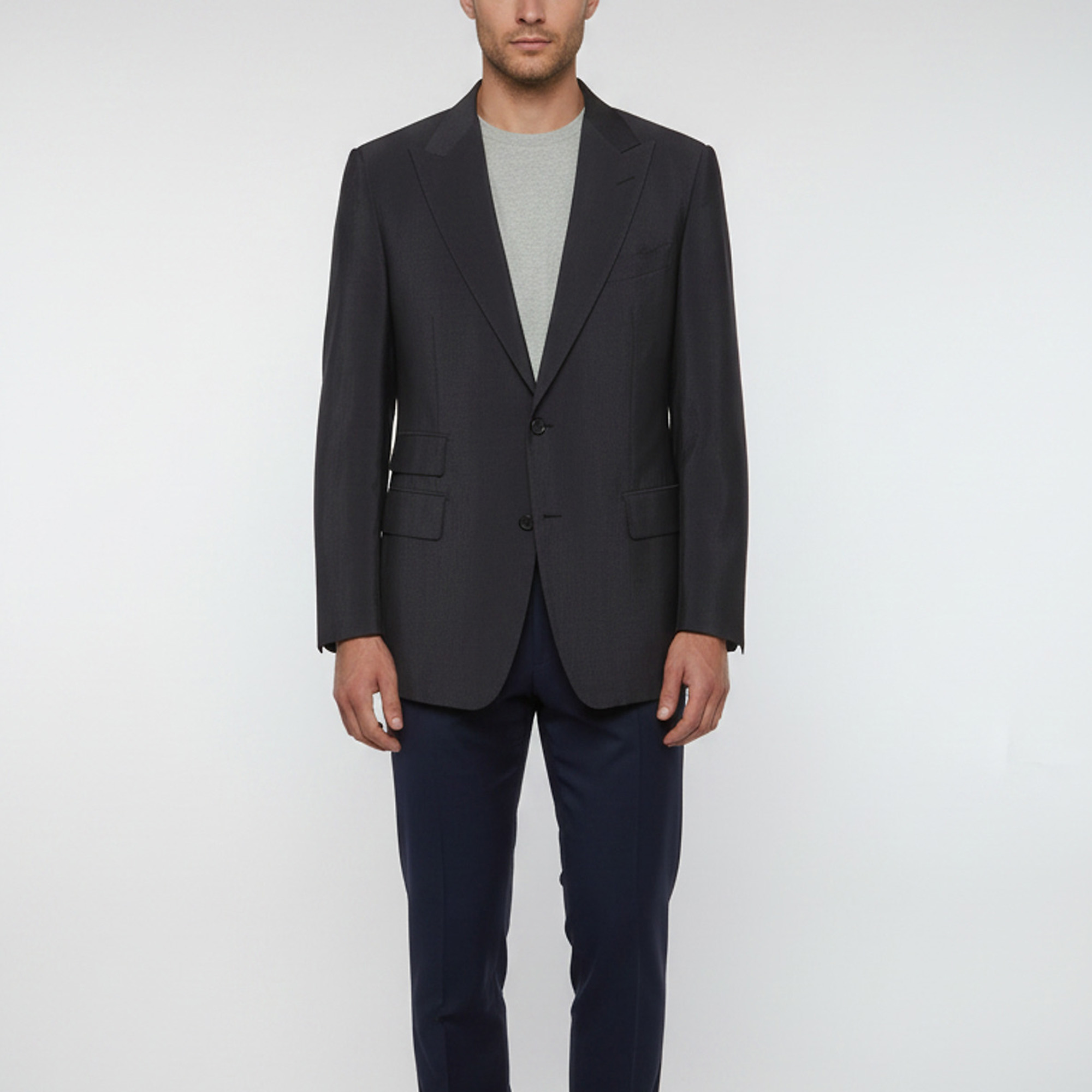 Tom Ford Grey Wool Blend Single Breasted Blazer