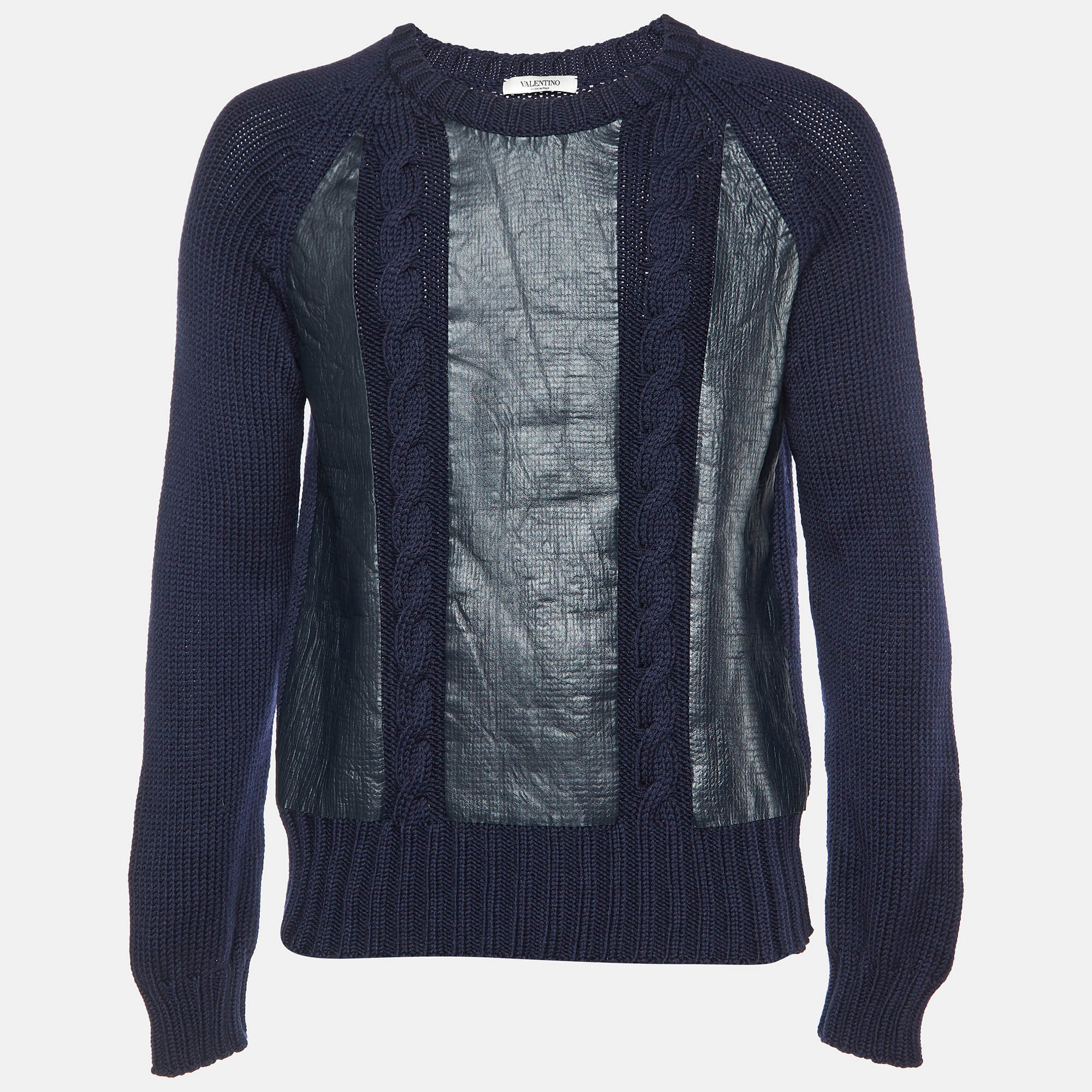 Valentino Navy Blue Printed Wool Knit Jumper Valentino Navy Blue Printed Wool Knit Jumper
