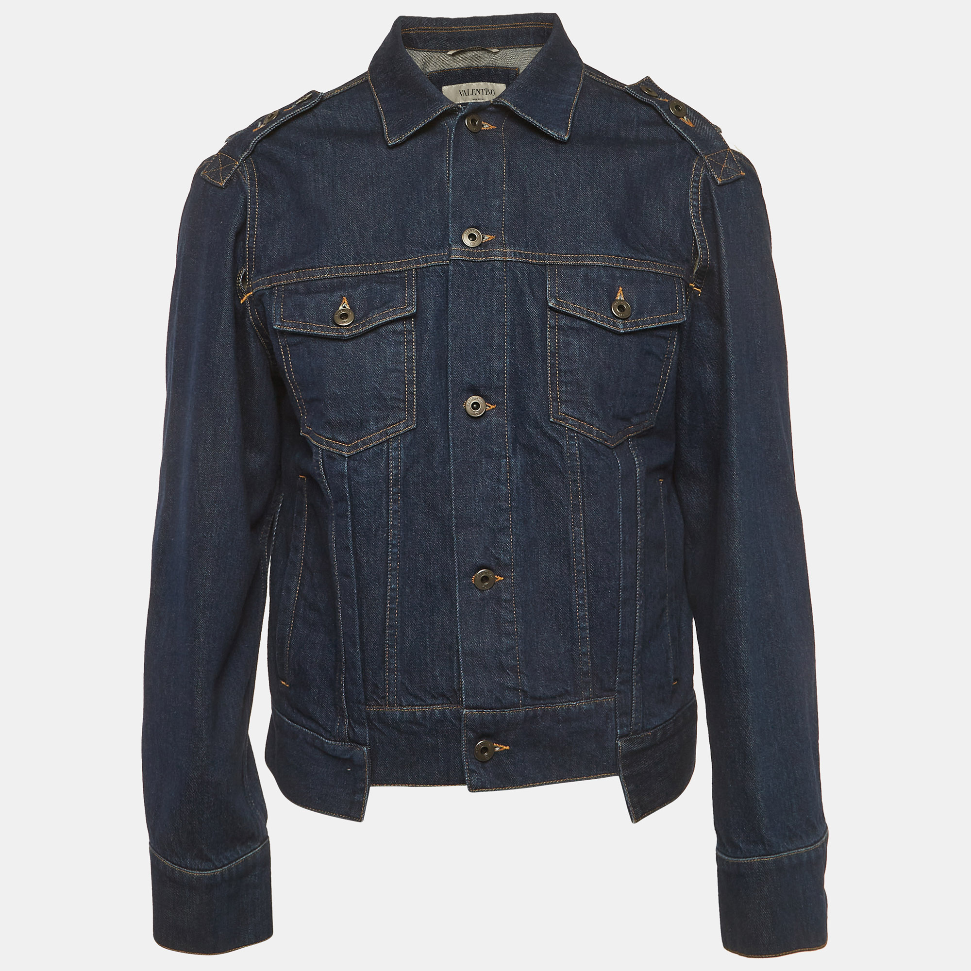 Valentino Blue Denim Peep Show Trucker Jacket Valentino Blue Denim Peep Show Trucker Jacket