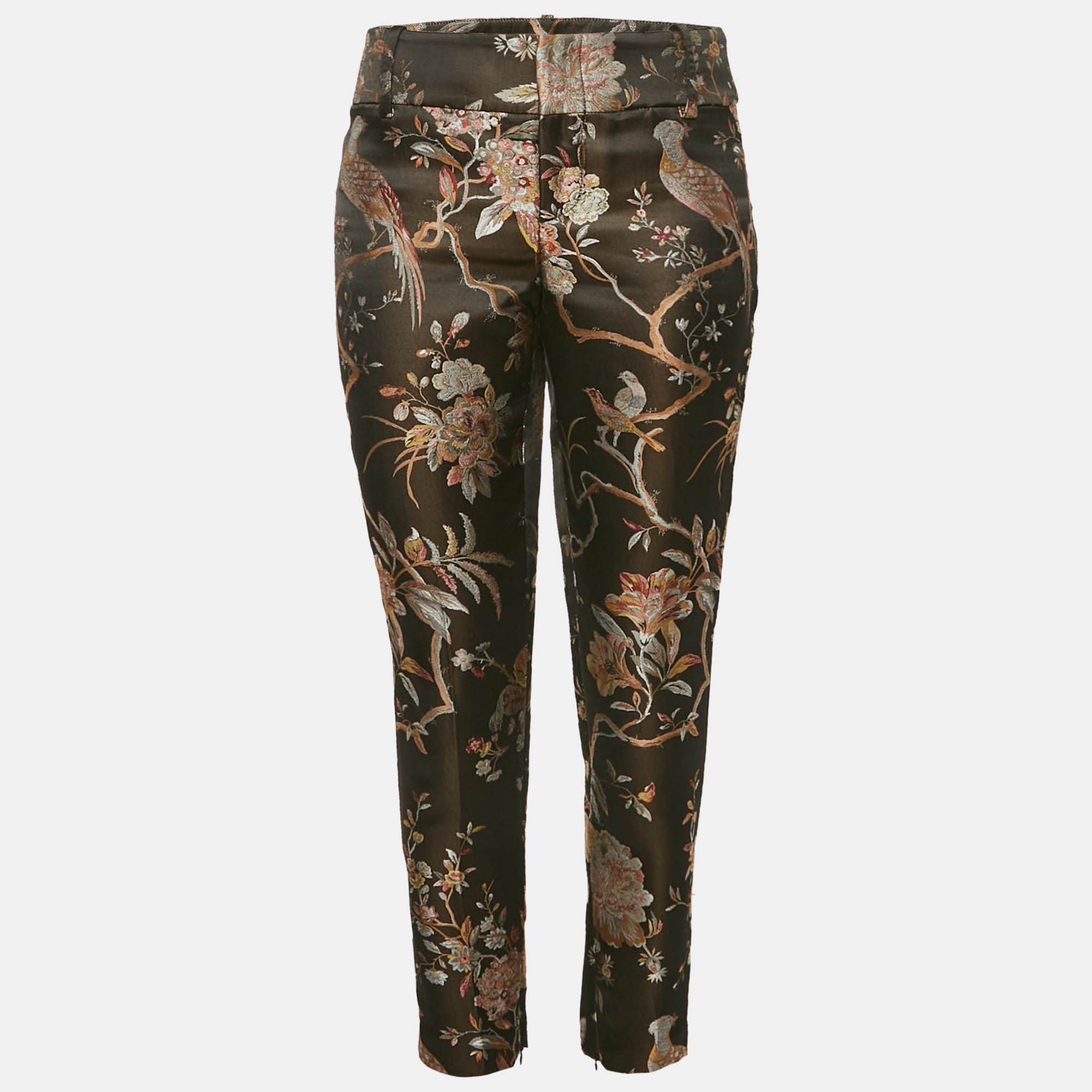 Alice + Olivia Black Floral Jacquard Trousers
