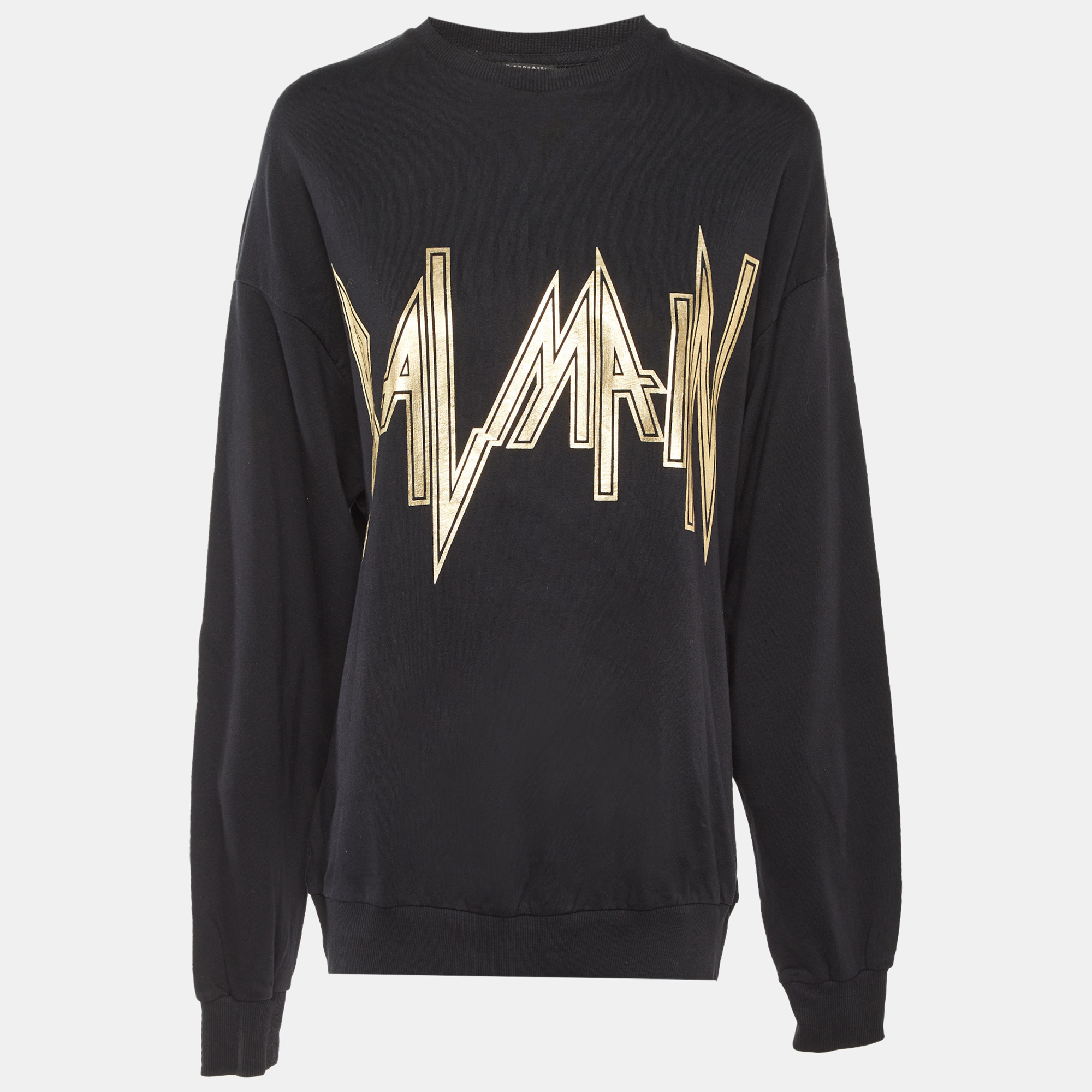 Balmain Black Logo Print Cotton Crew Neck Sweatshirt Balmain Black Logo Print Cotton Crew Neck Sweatshirt
