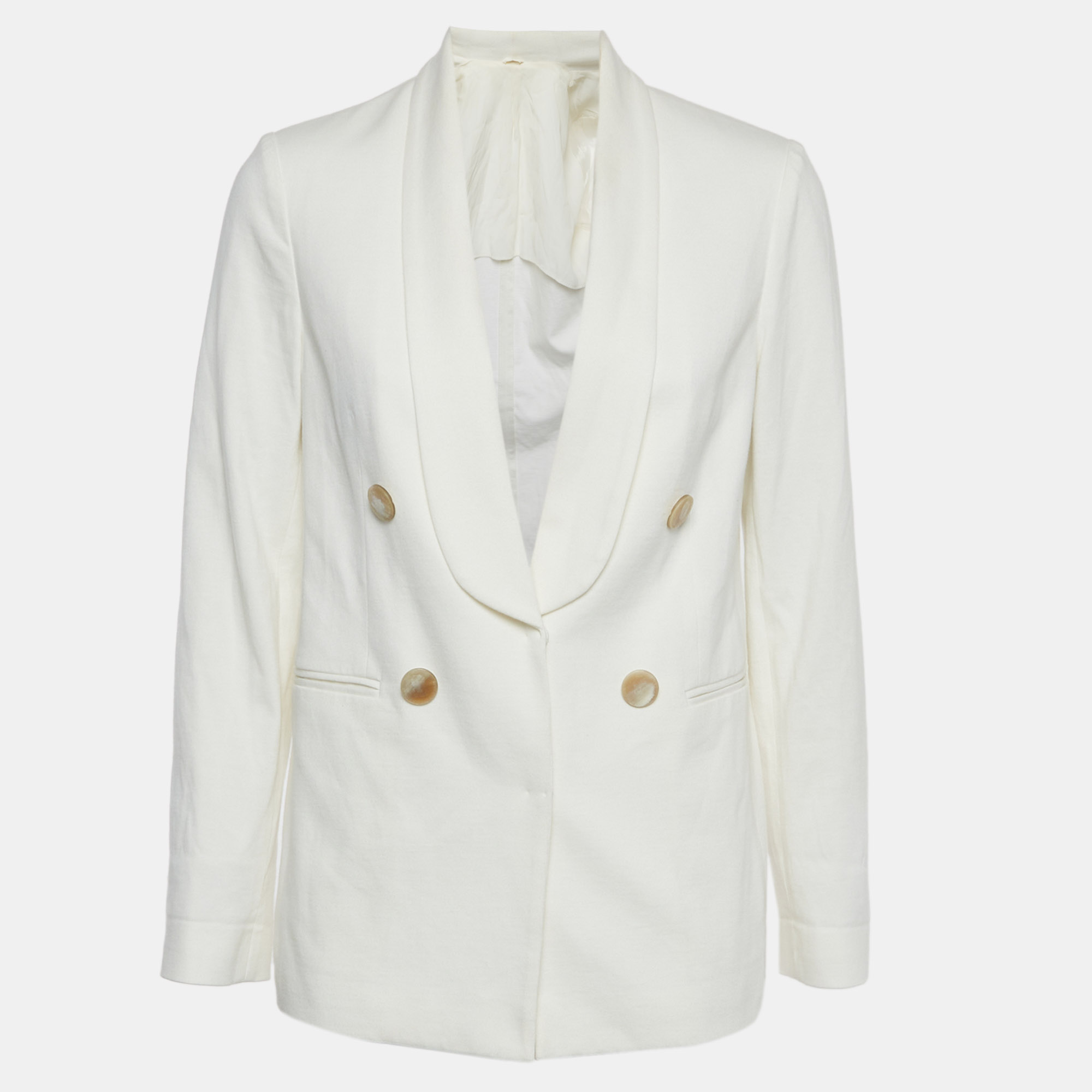 Brunello Cucinelli White Jersey Shawl Lapel Blazer Brunello Cucinelli White Jersey Shawl Lapel Blazer