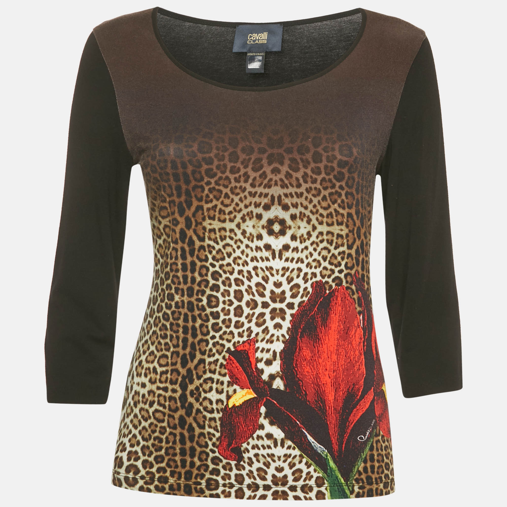Class by Roberto Cavalli Black Printed Jersey Long Sleeve Top Class by Roberto Cavalli Black Printed Jersey Long Sleeve Top