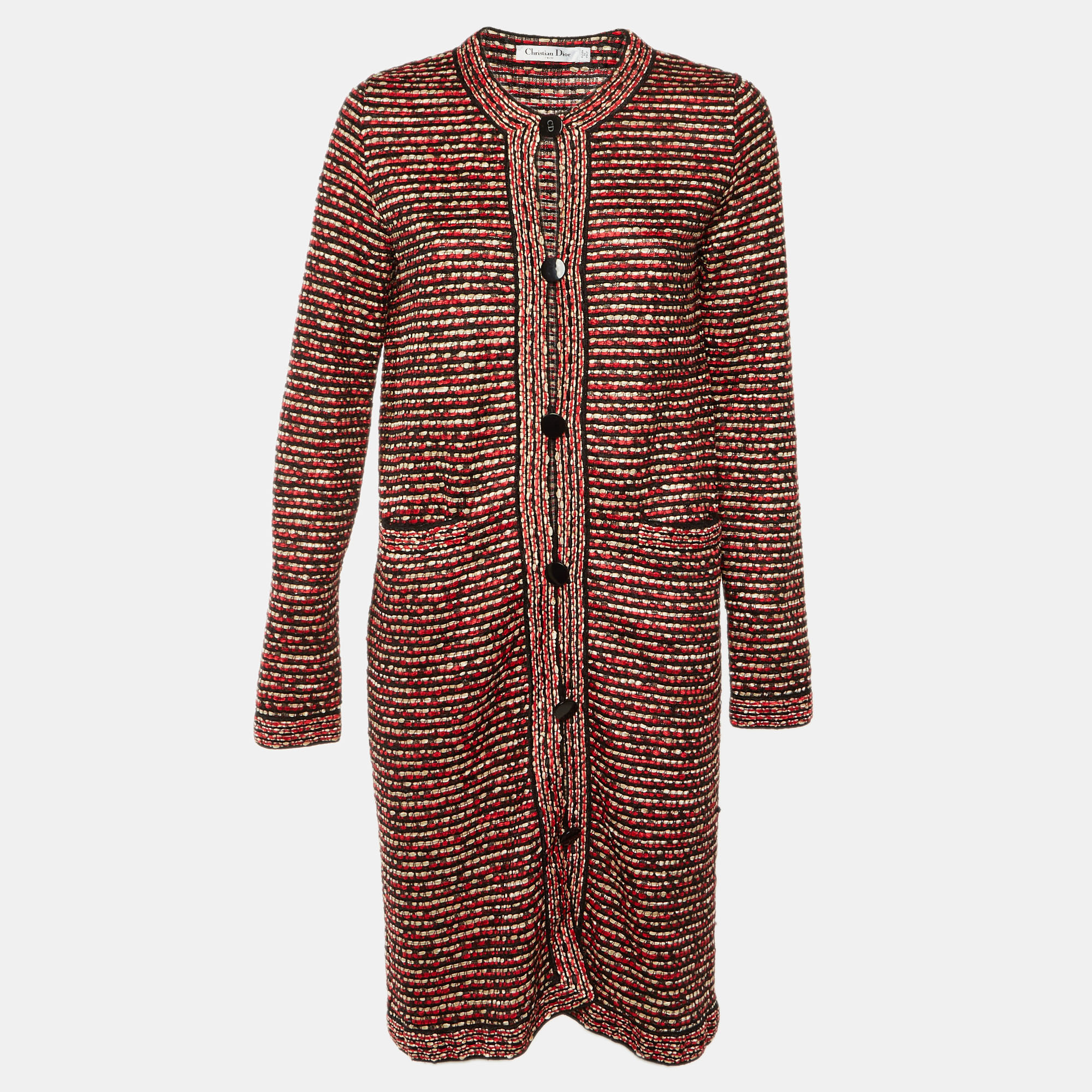 Dior Red Knit Button Front Long Cardigan Dior Red Knit Button Front Long Cardigan