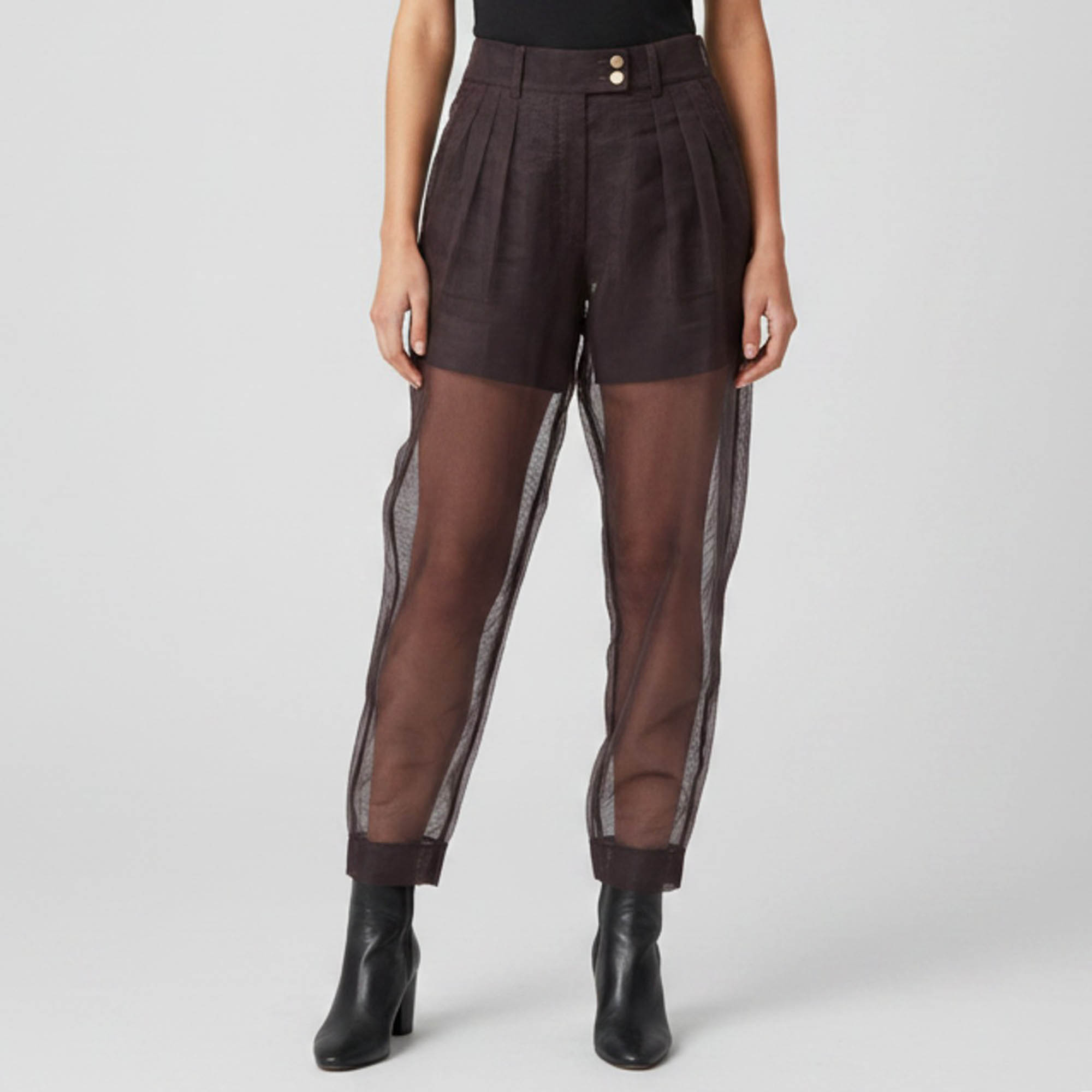 Dolce & Gabbana Purple Mesh Pleated Sheer Trousers Dolce & Gabbana Purple Mesh Pleated Sheer Trousers