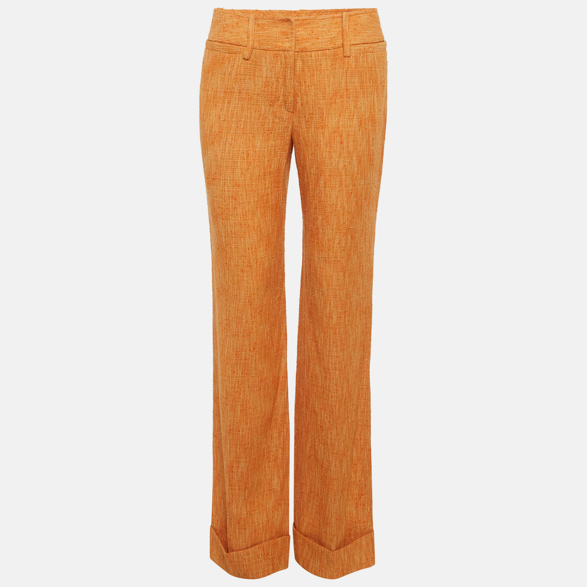 Dolce & Gabbana Orange Tweed Straight Fit Trousers Dolce & Gabbana Orange Tweed Straight Fit Trousers