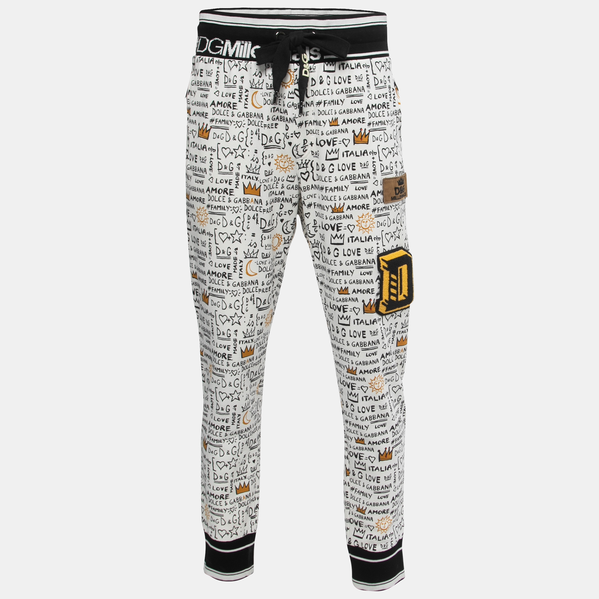 Dolce & Gabbana White Printed Cotton Knit Joggers Dolce & Gabbana White Printed Cotton Knit Joggers