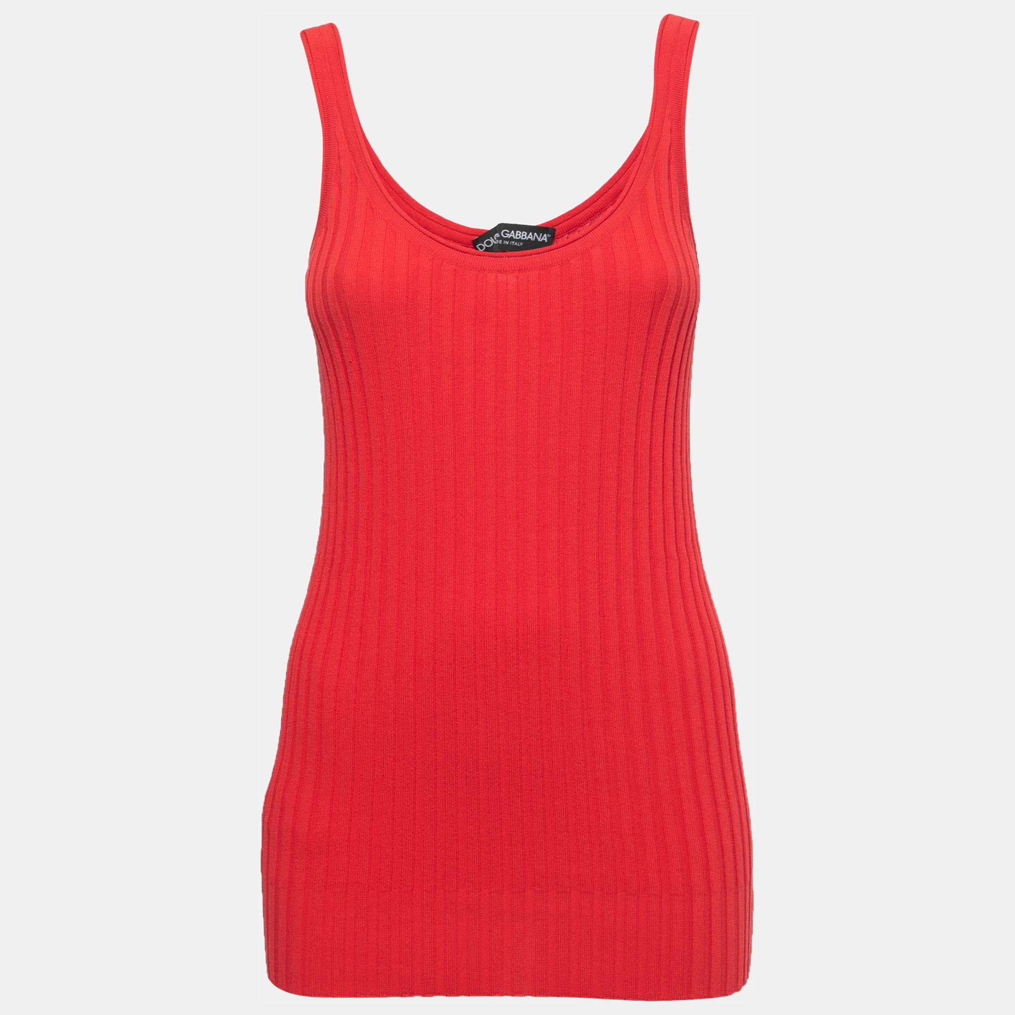 Dolce & Gabbana Red Cotton Rib Knit Tank Top Dolce & Gabbana Red Cotton Rib Knit Tank Top