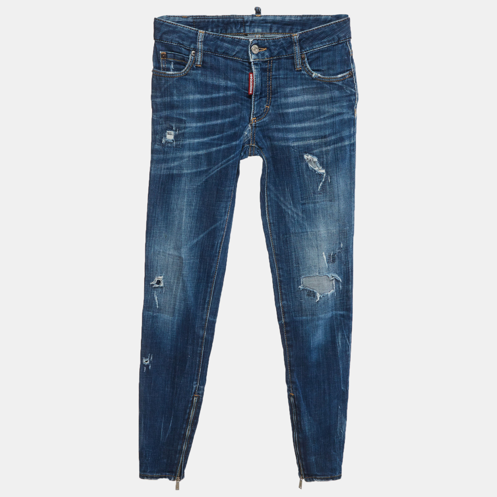 Dsquared Blue Distressed Denim Japanese Indigo Skinny Jeans Dsquared Blue Distressed Denim Japanese Indigo Skinny Jeans