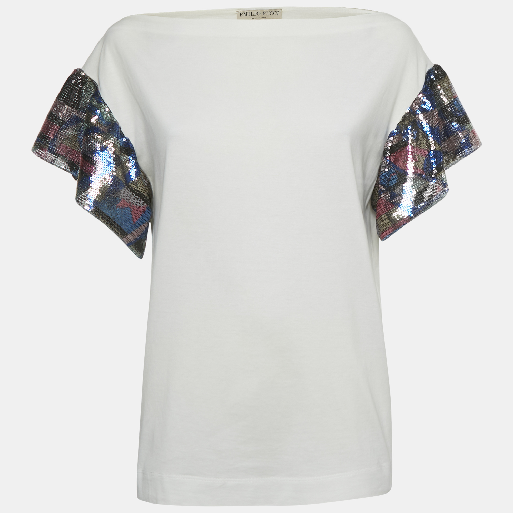 Emilio Pucci White Sequin Detail Cotton Shirt