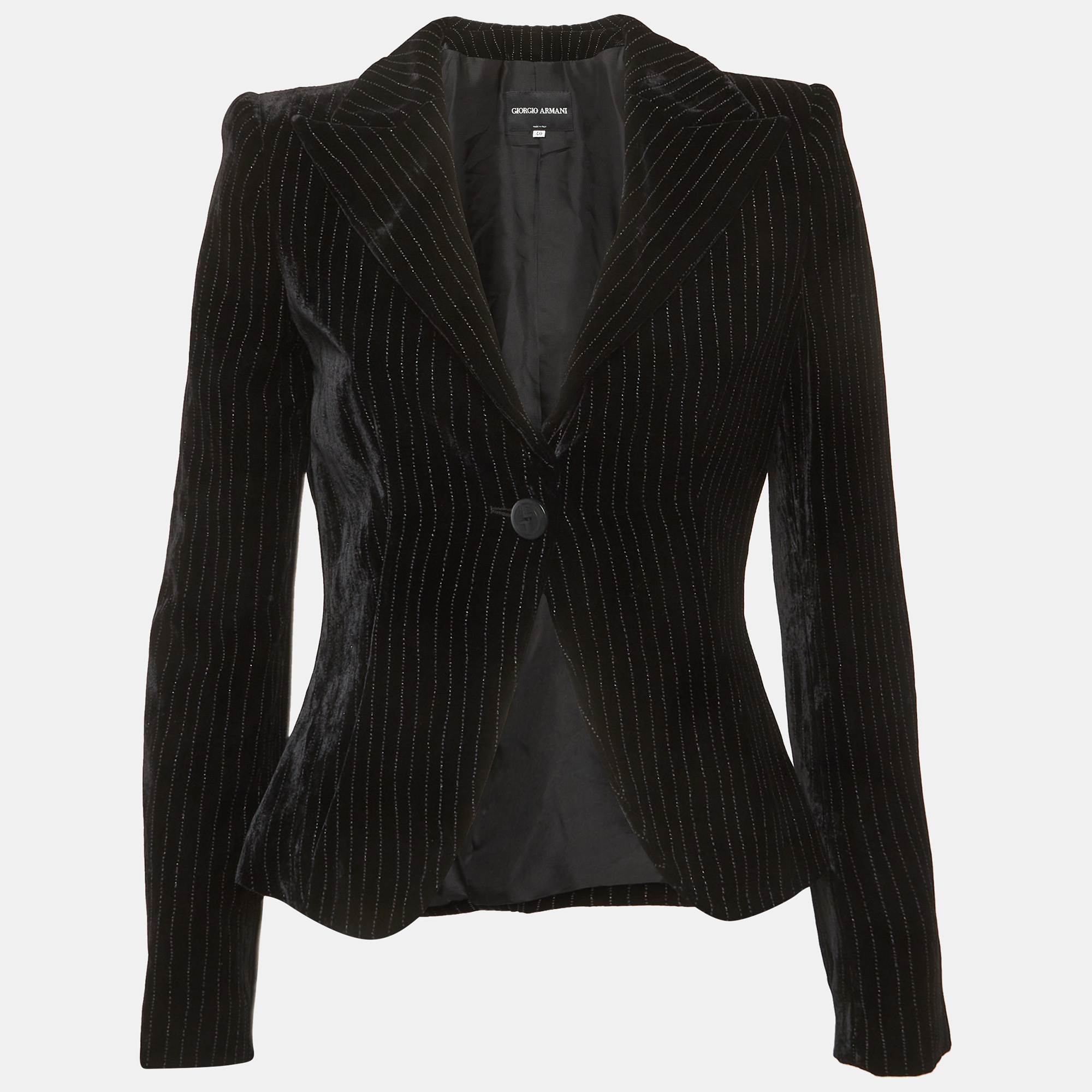 Giorgio Armani Black Striped Velvet Blazer Giorgio Armani Black Striped Velvet Blazer