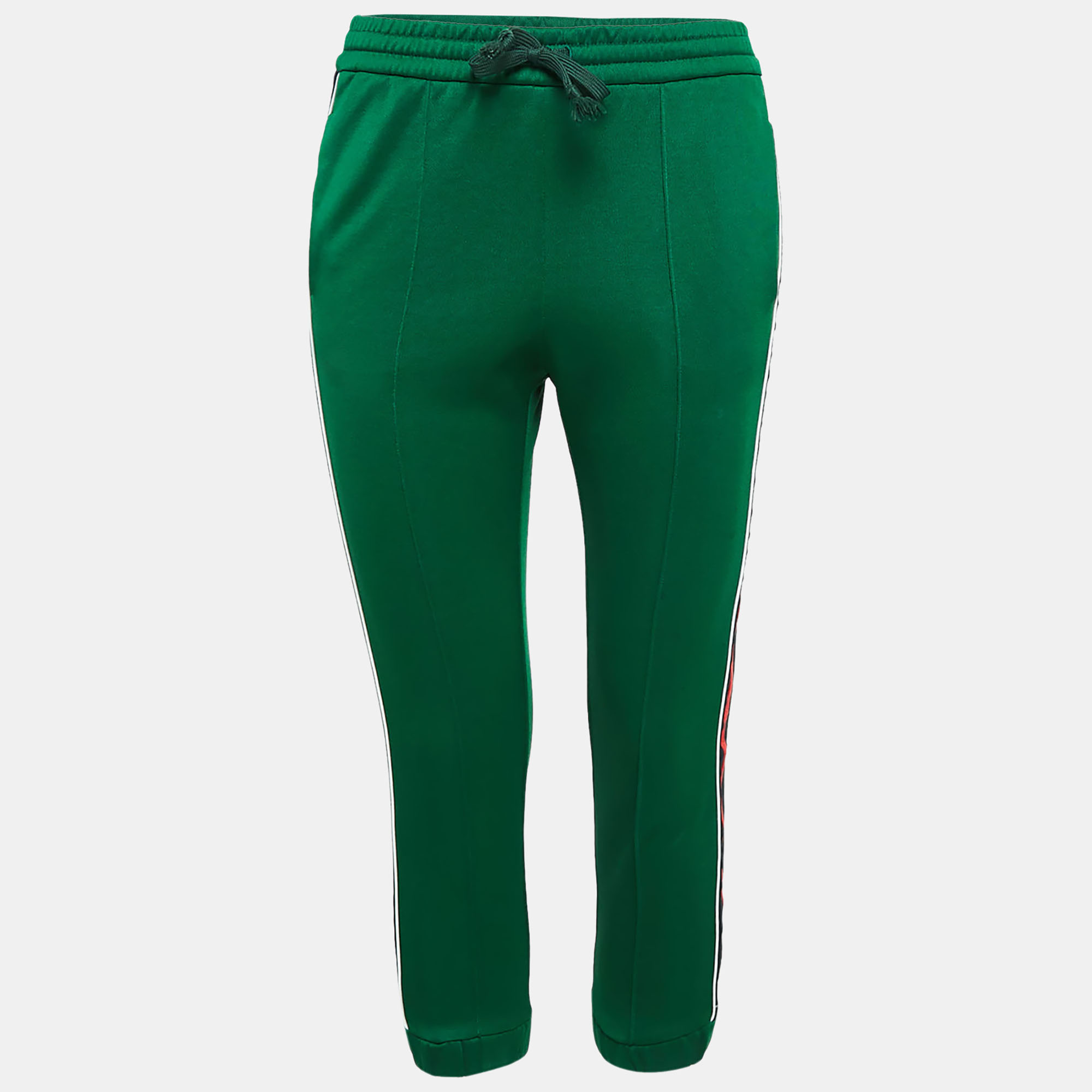 Gucci Green Jersey Side Stripe Detail Technical Joggers X