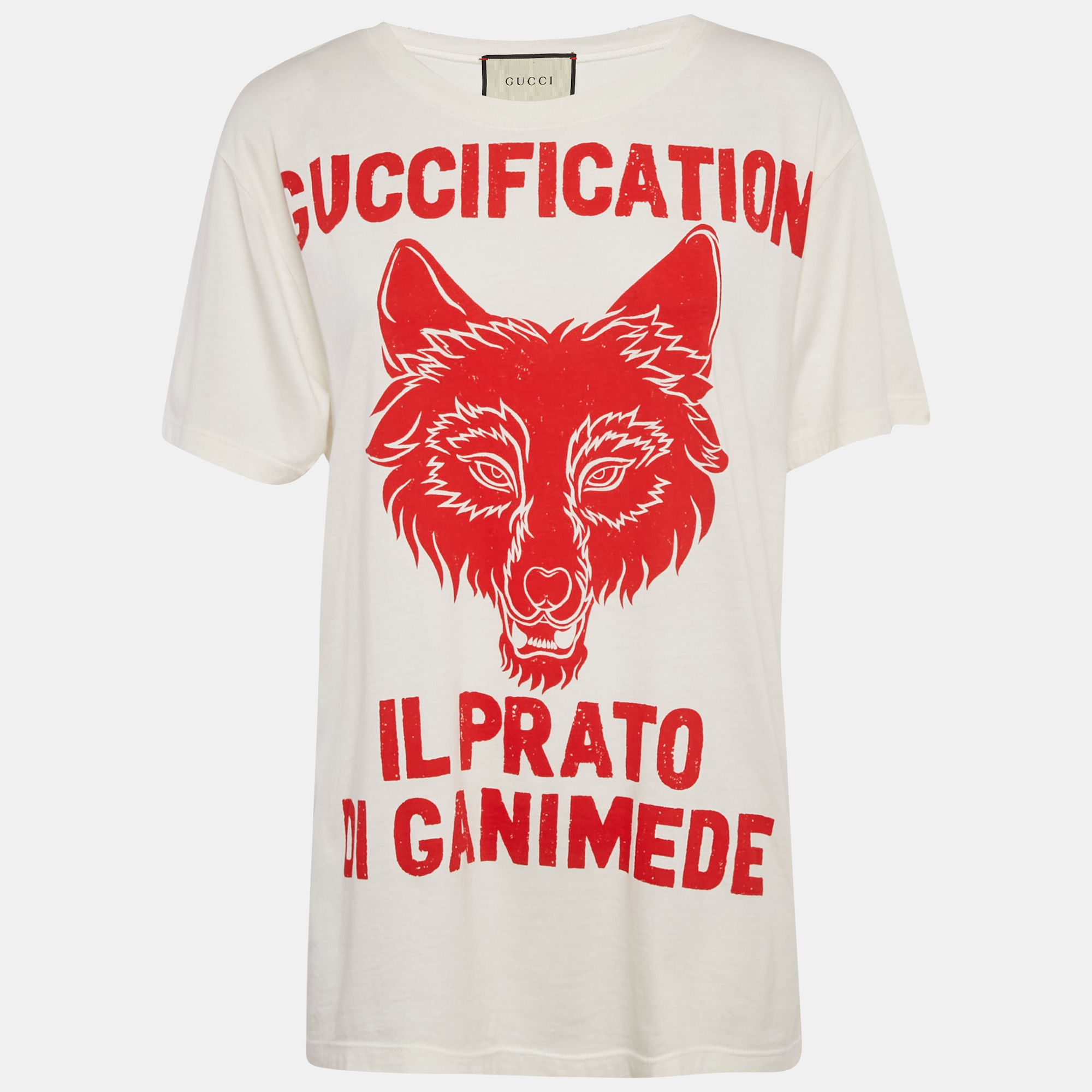 Gucci Cream Graphic Print Cotton Loose-Fit Shirt Gucci Cream Graphic Print Cotton Loose-Fit Shirt