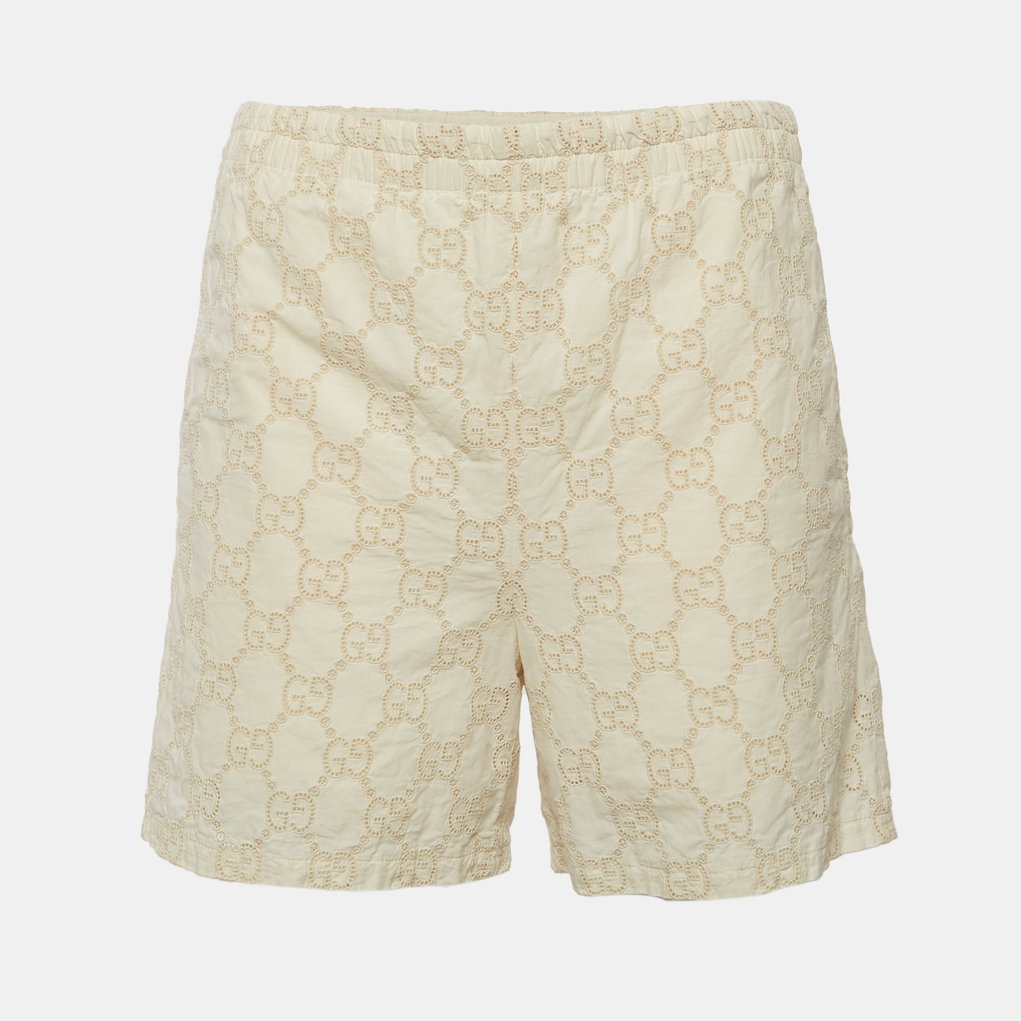 Gucci White Monogram Pattern Cotton Shorts Gucci White Monogram Pattern Cotton Shorts