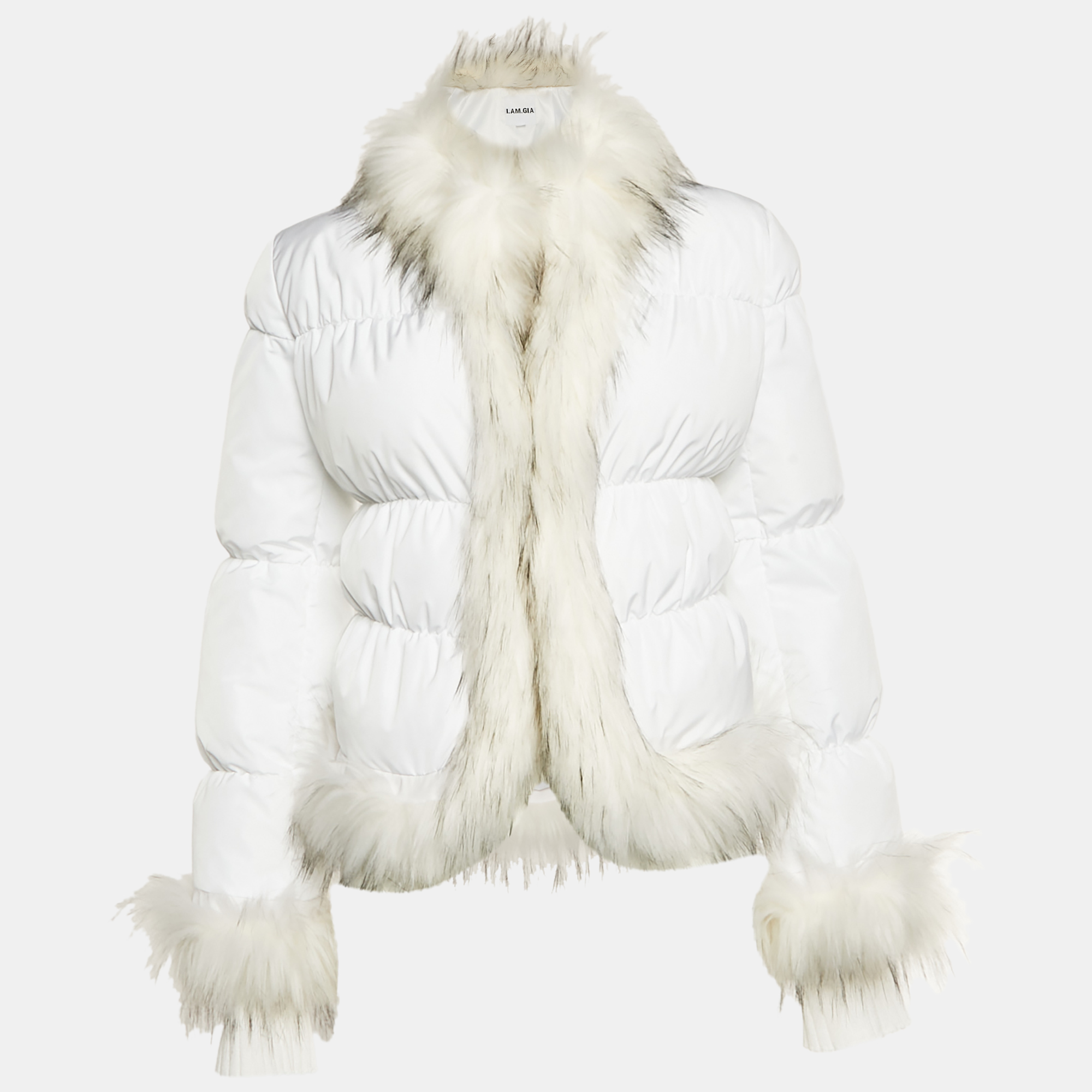 I am gia White Synthetic Faux Fur Puffer Jacket I am gia White Synthetic Faux Fur Puffer Jacket