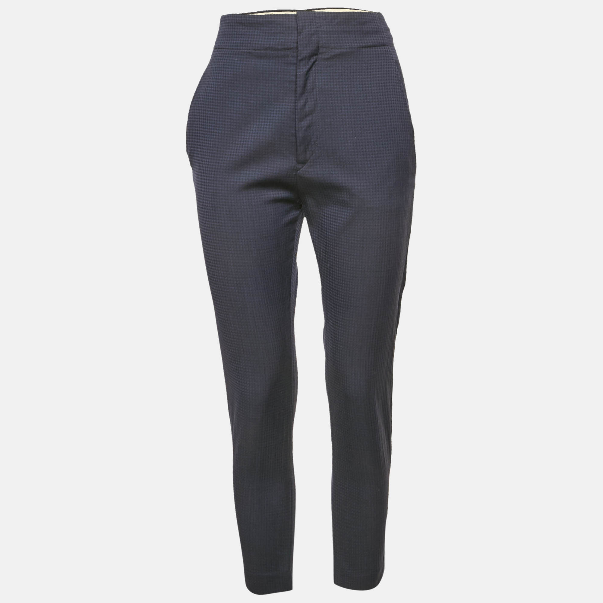 Isabel Marant Etoile Navy Blue Patterned Wool Trousers Isabel Marant Etoile Navy Blue Patterned Wool Trousers