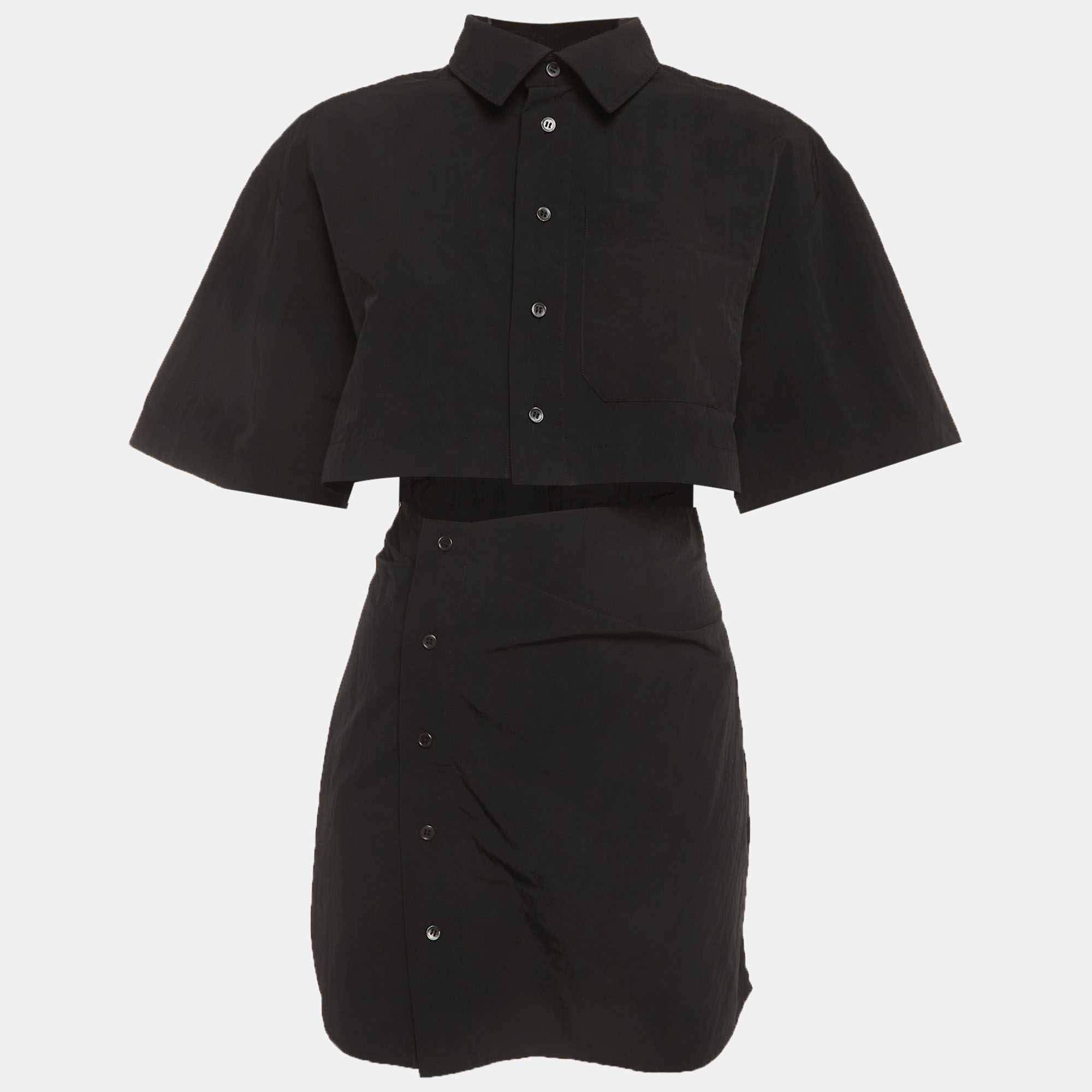 Jacquemus Black Crepe Twisted Shirt Dress