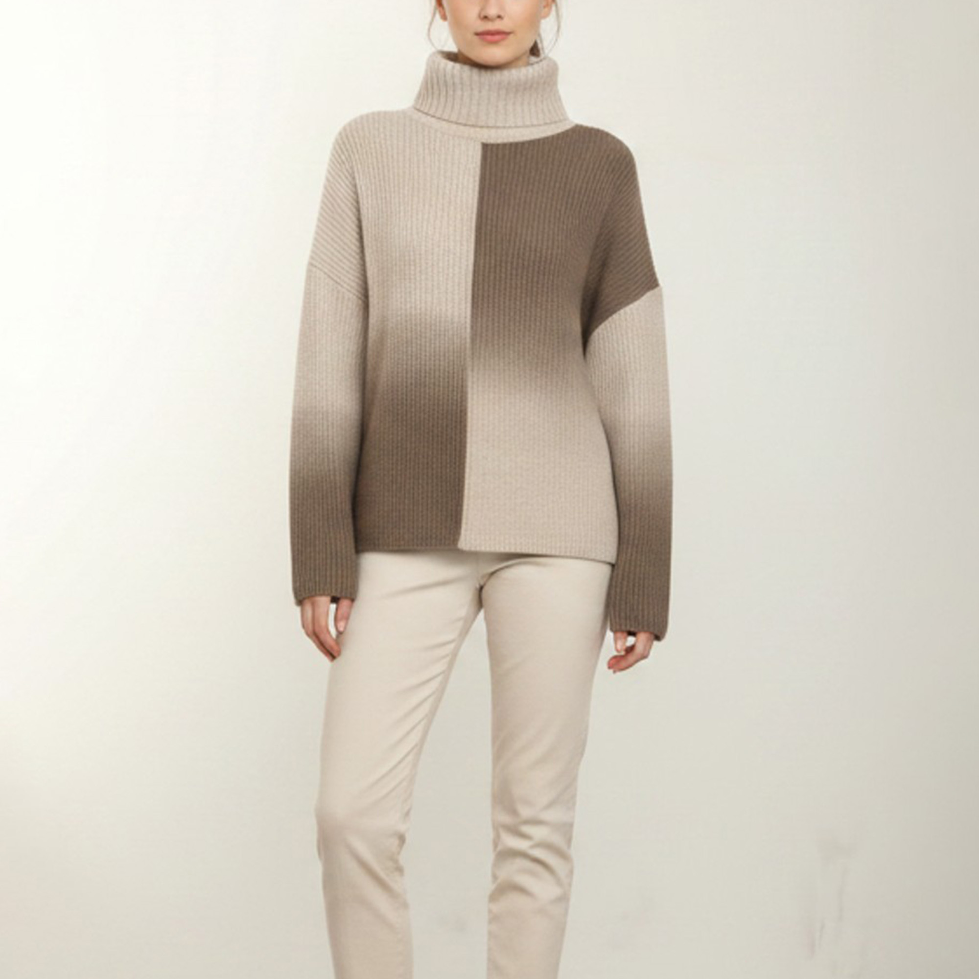 Joseph BeigeKhaki Rib Knit Turtleneck Sweater Joseph BeigeKhaki Rib Knit Turtleneck Sweater
