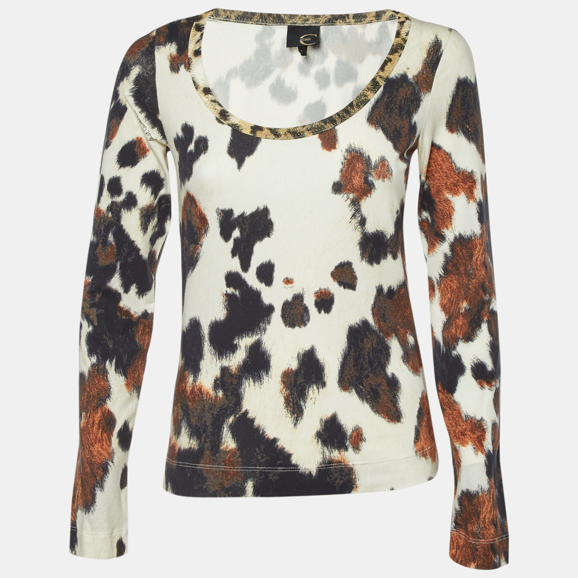 Just Cavalli White Printed Cotton Long Seeve Shirt