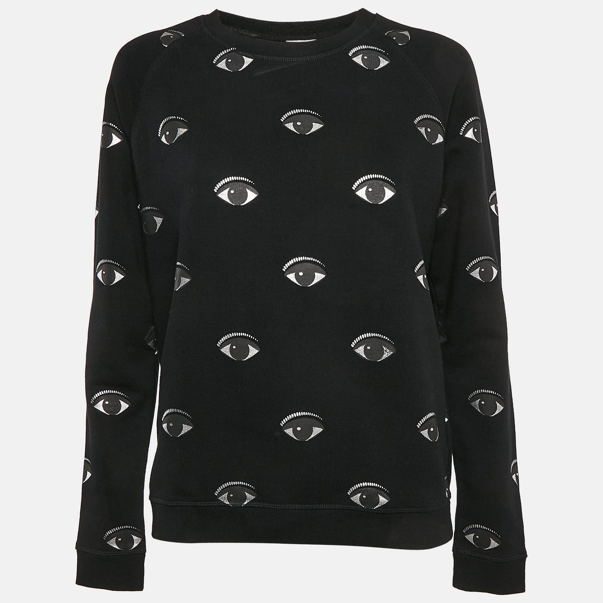 Kenzo Black Eye Logo Printed Cotton Knit Sweatshirt