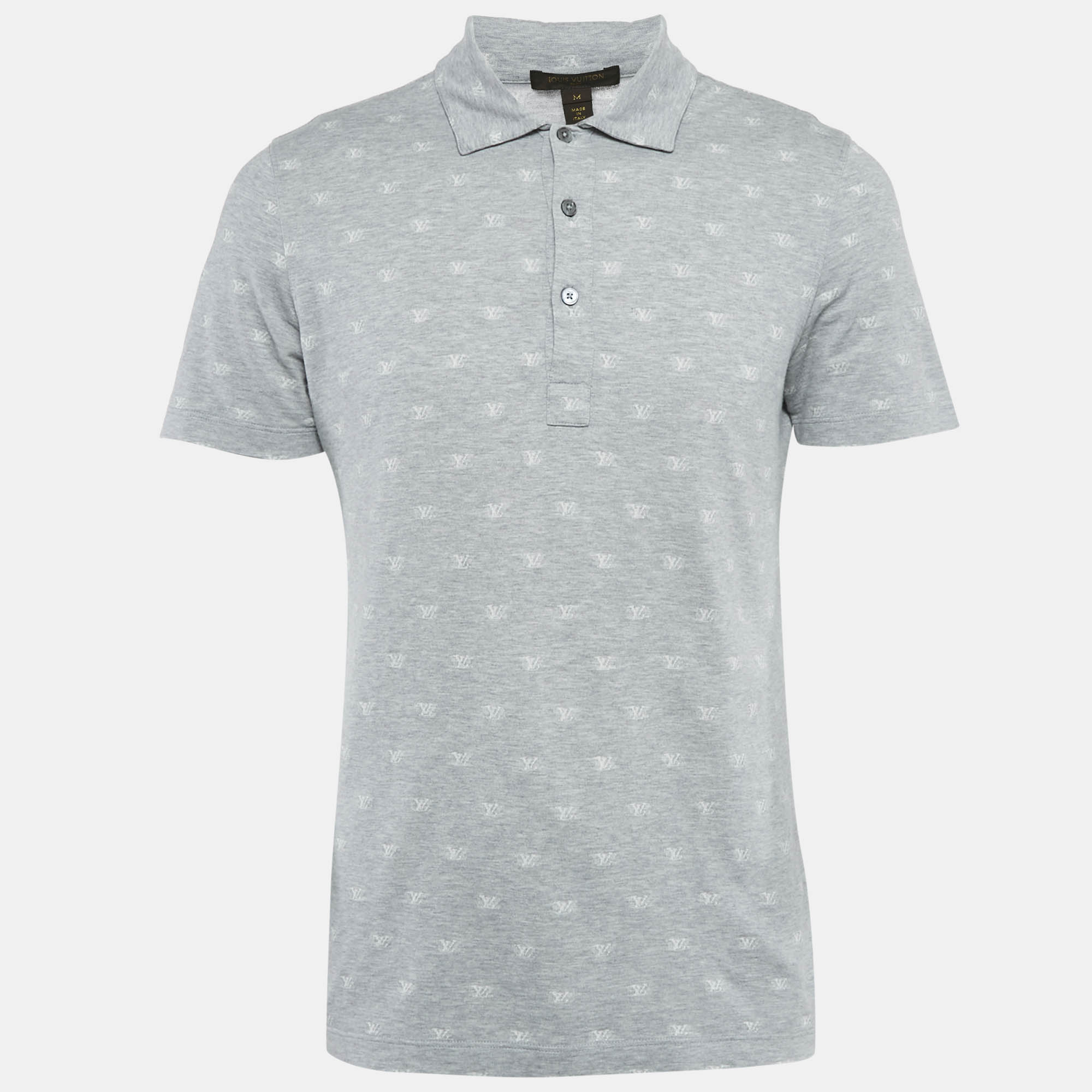 Louis Vuitton Grey Monogram Intarsia Jersey Polo Shirt Louis Vuitton Grey Monogram Intarsia Jersey Polo Shirt