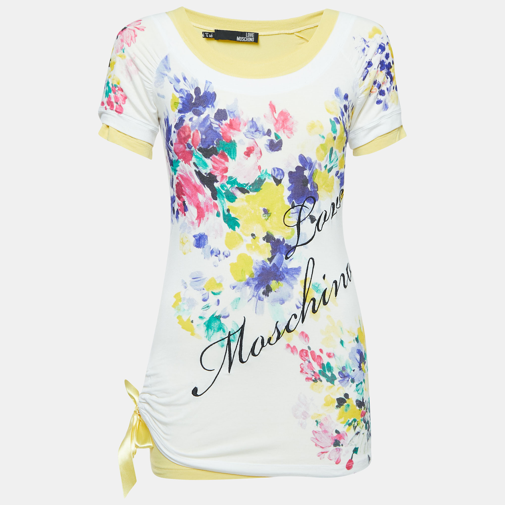 Love Moschino Multicolor Floral Print Knit Inlay Shirt Love Moschino Multicolor Floral Print Knit Inlay Shirt