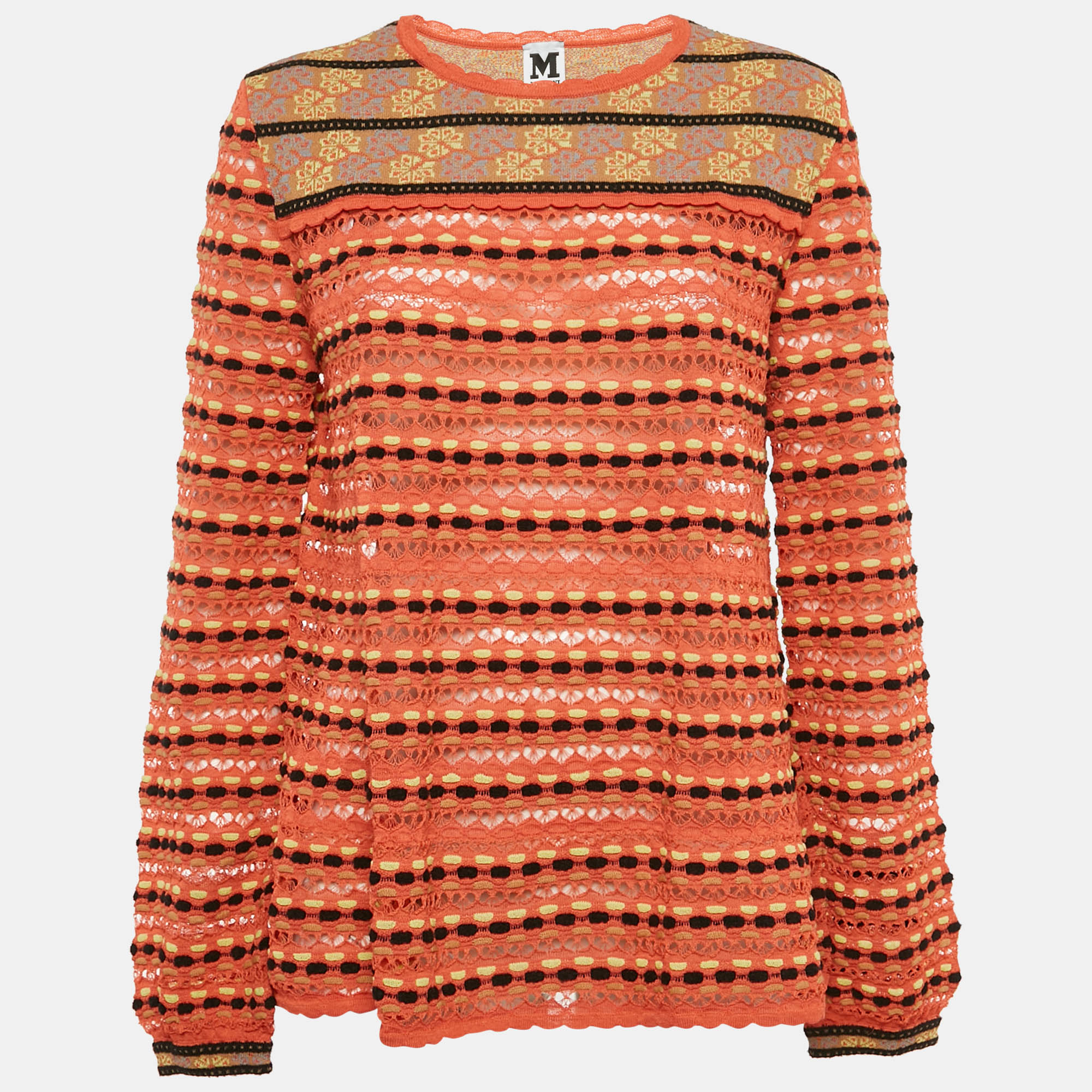 M Missoni Multicolor Patterned Knit Long Sleeve Top