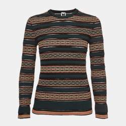 M Missoni GreenMulticolor Patterned Knit Long Sleeve Top