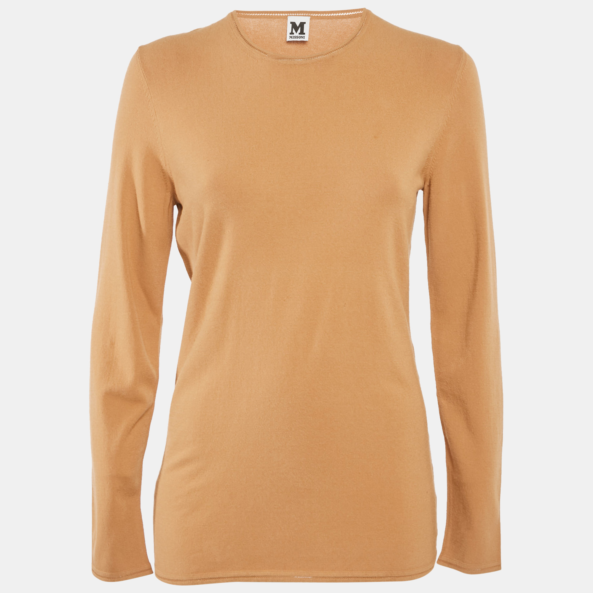 M Missoni Beige Stretch Knit Crewneck Sweatshirt M Missoni Beige Stretch Knit Crewneck Sweatshirt
