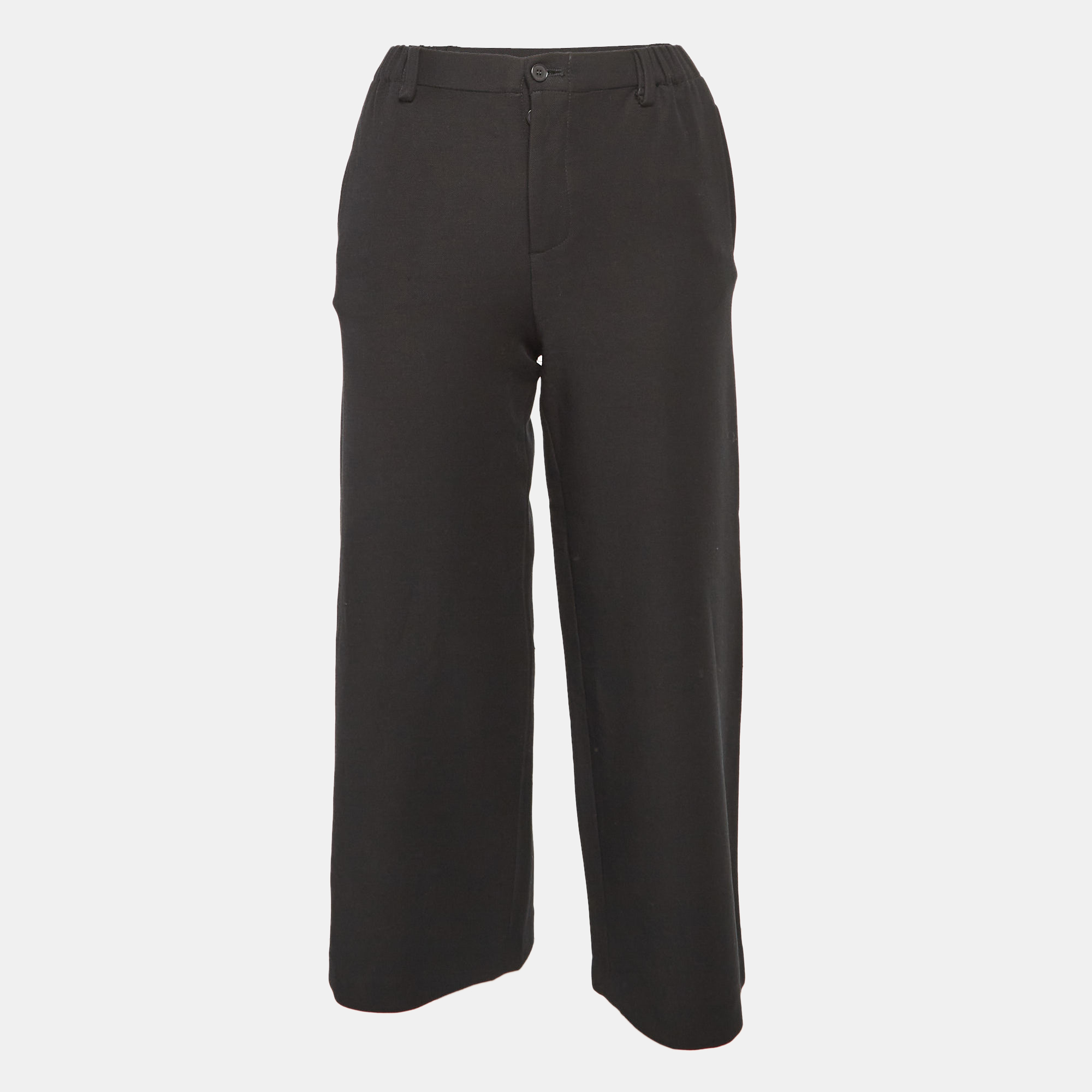 Maje Black Cotton Polaris Wide Leg Crop Trousers Maje Black Cotton Polaris Wide Leg Crop Trousers