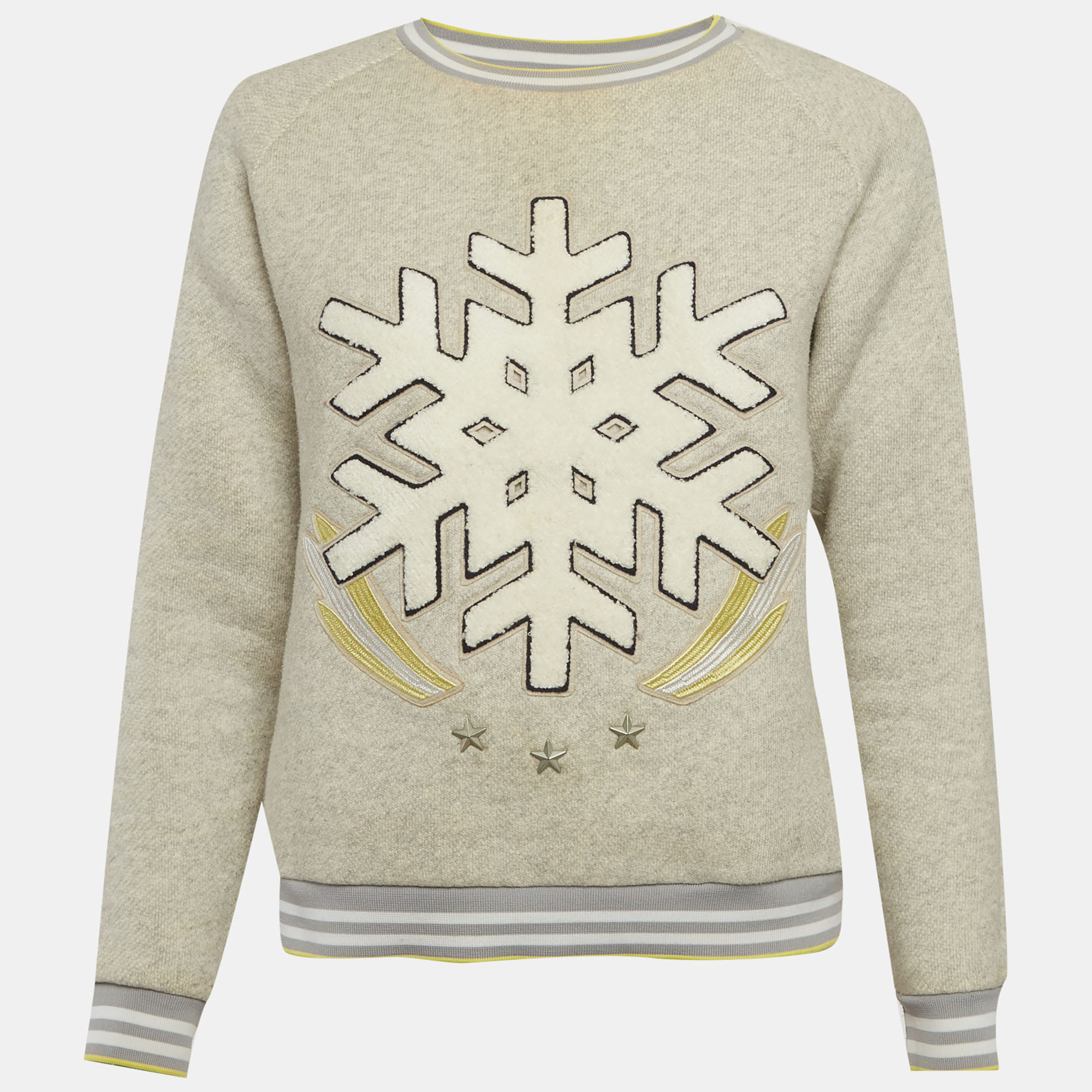 Maje Grey Snowflake Applique Cotton Sweatshirt Maje Grey Snowflake Applique Cotton Sweatshirt