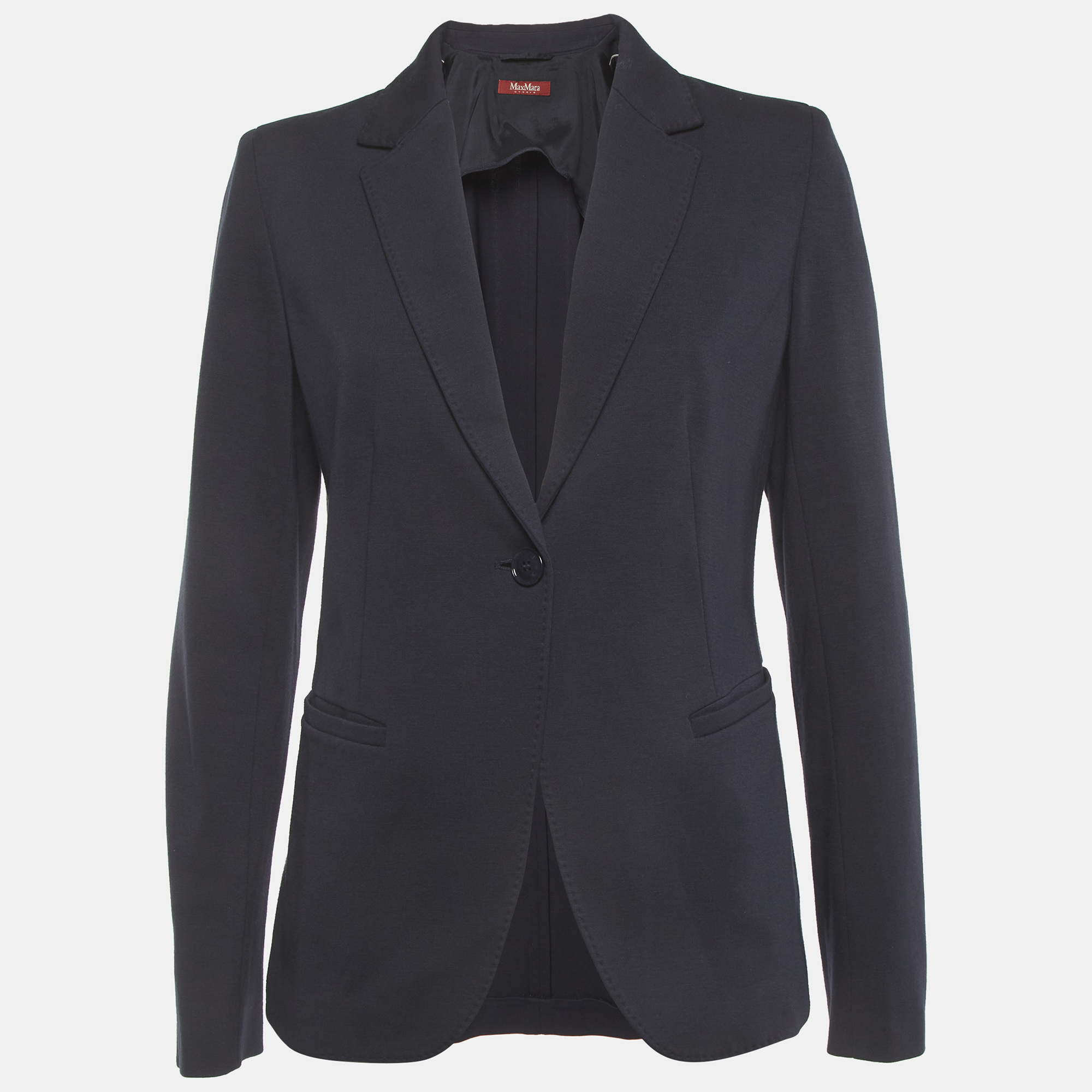 Max Mara Studio Navy Blue Jersey Blazer