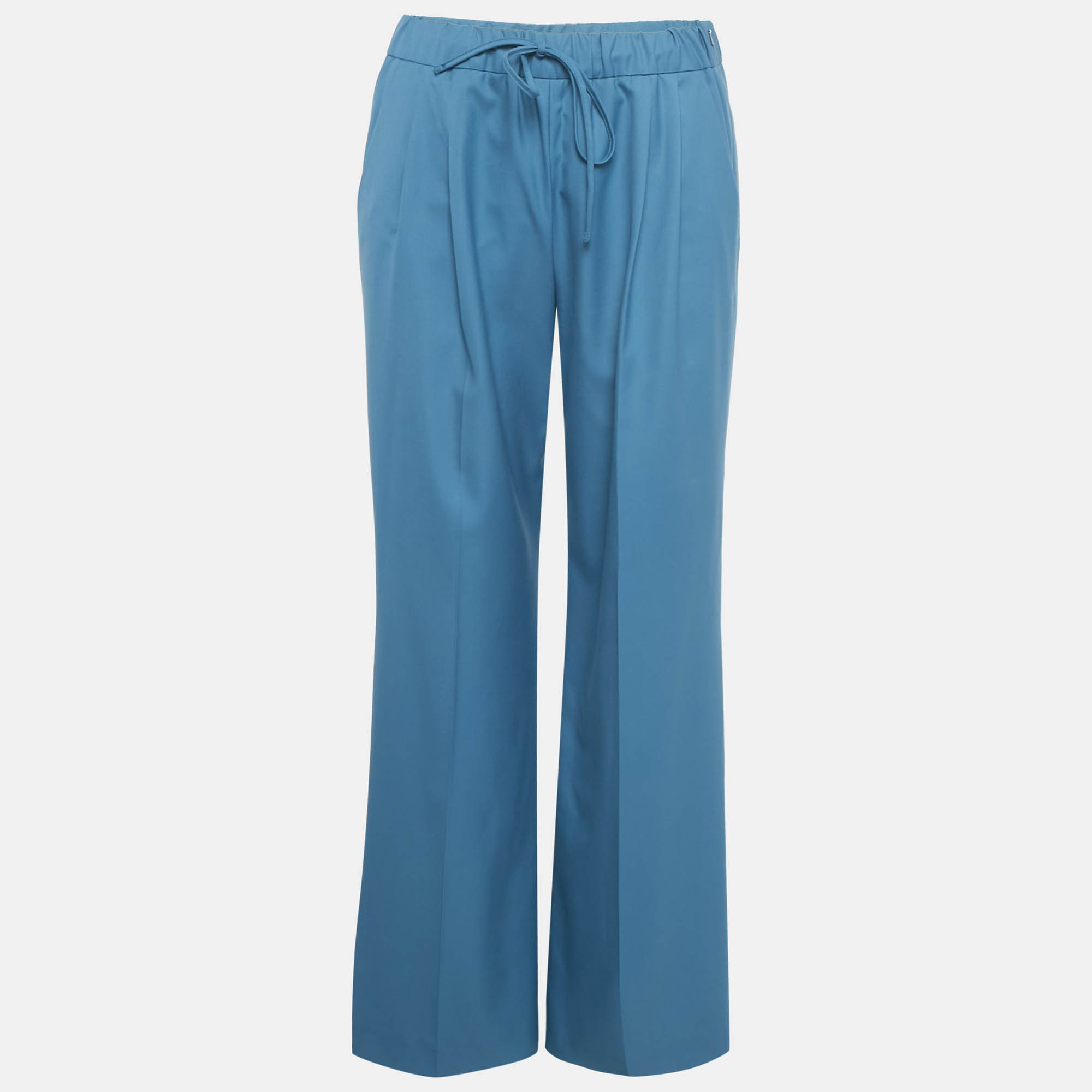 Max Mara Blue Wool Elastic Waist Trousers Max Mara Blue Wool Elastic Waist Trousers