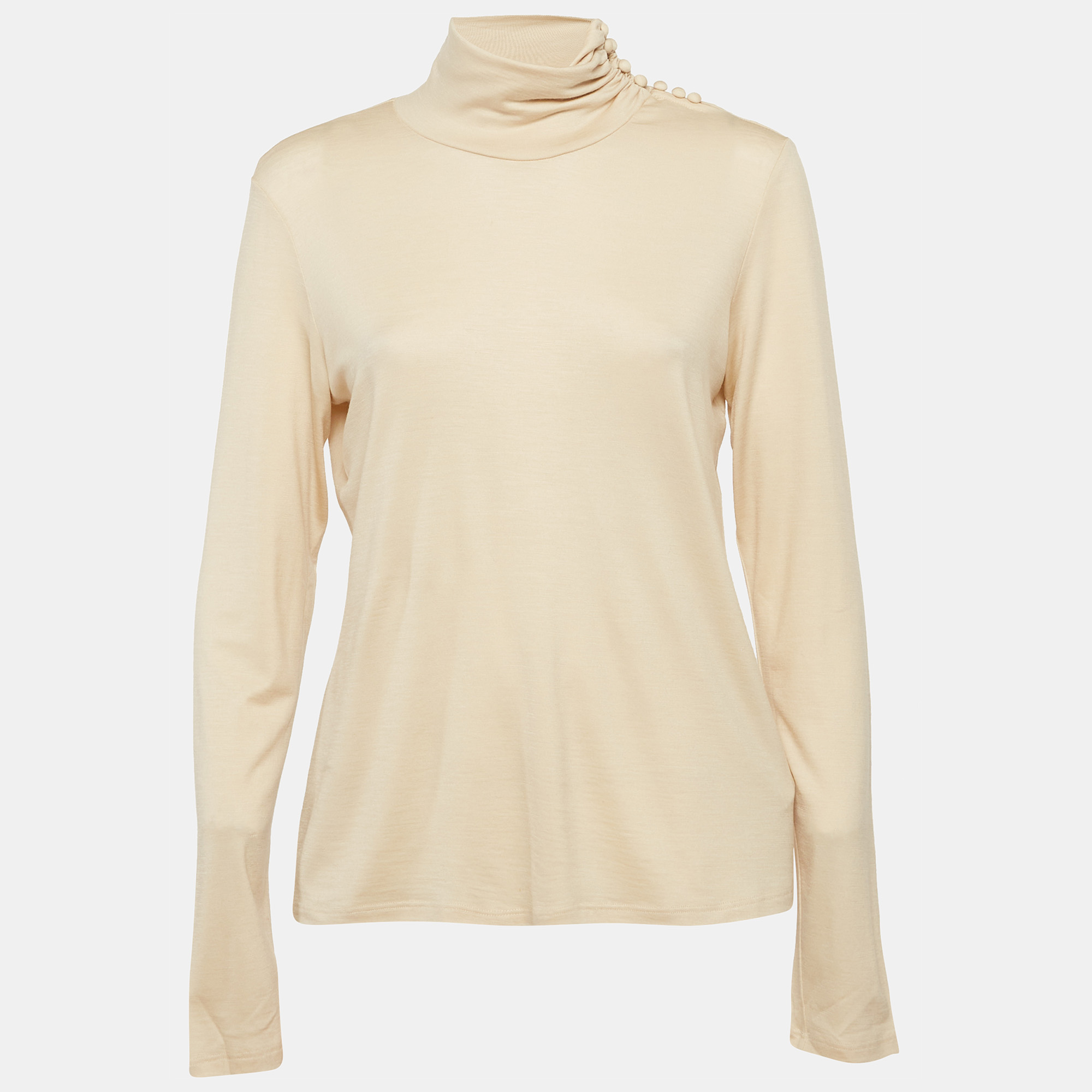 Max Mara Beige Jersey Turtleneck Top Max Mara Beige Jersey Turtleneck Top