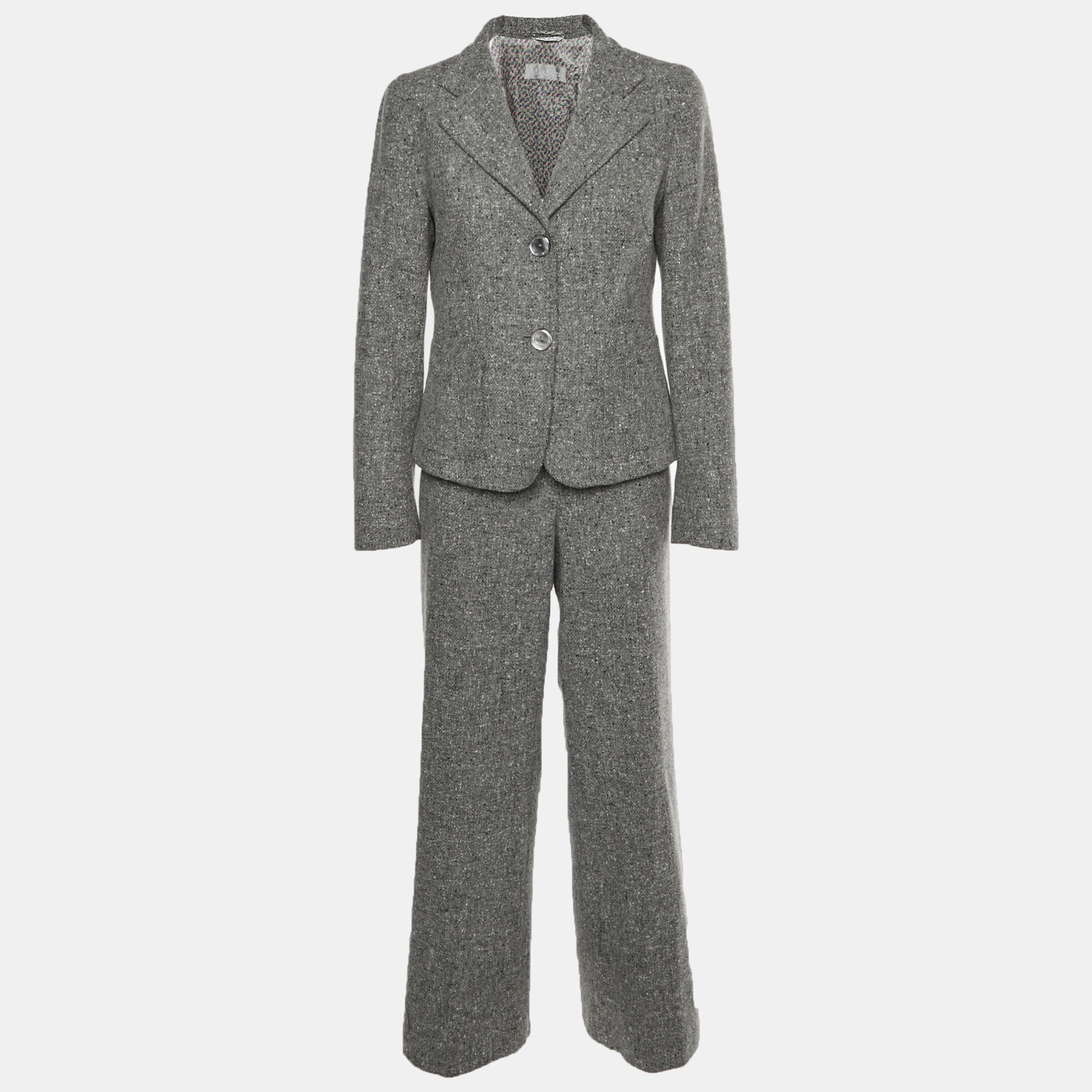 Max Mara Grey Wool Blend Blazer and Trousers Suit Set