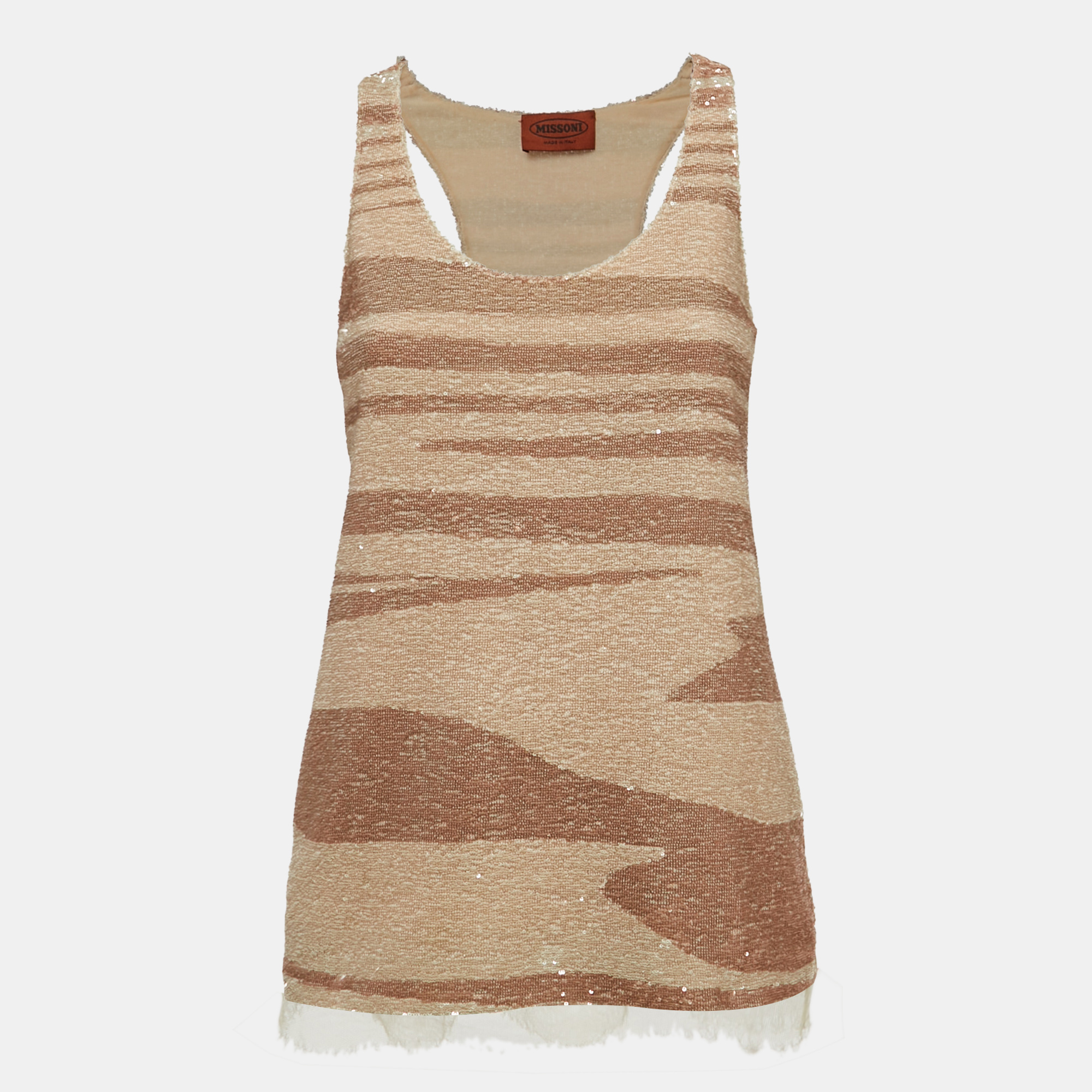 Missoni Beige Striped Sequin Tank Top