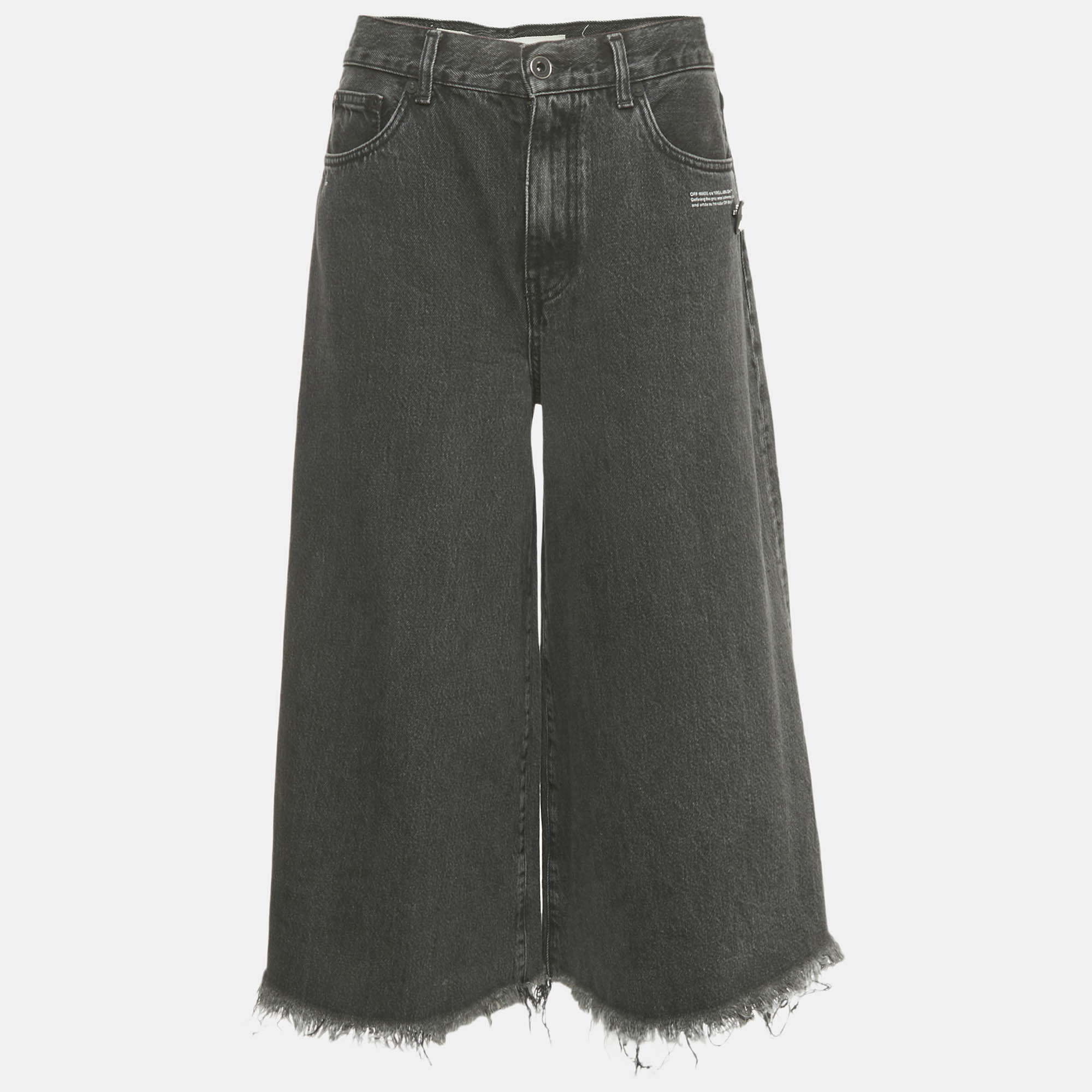 Off-White Black Faded Denim Culottes Jeans M Waist “