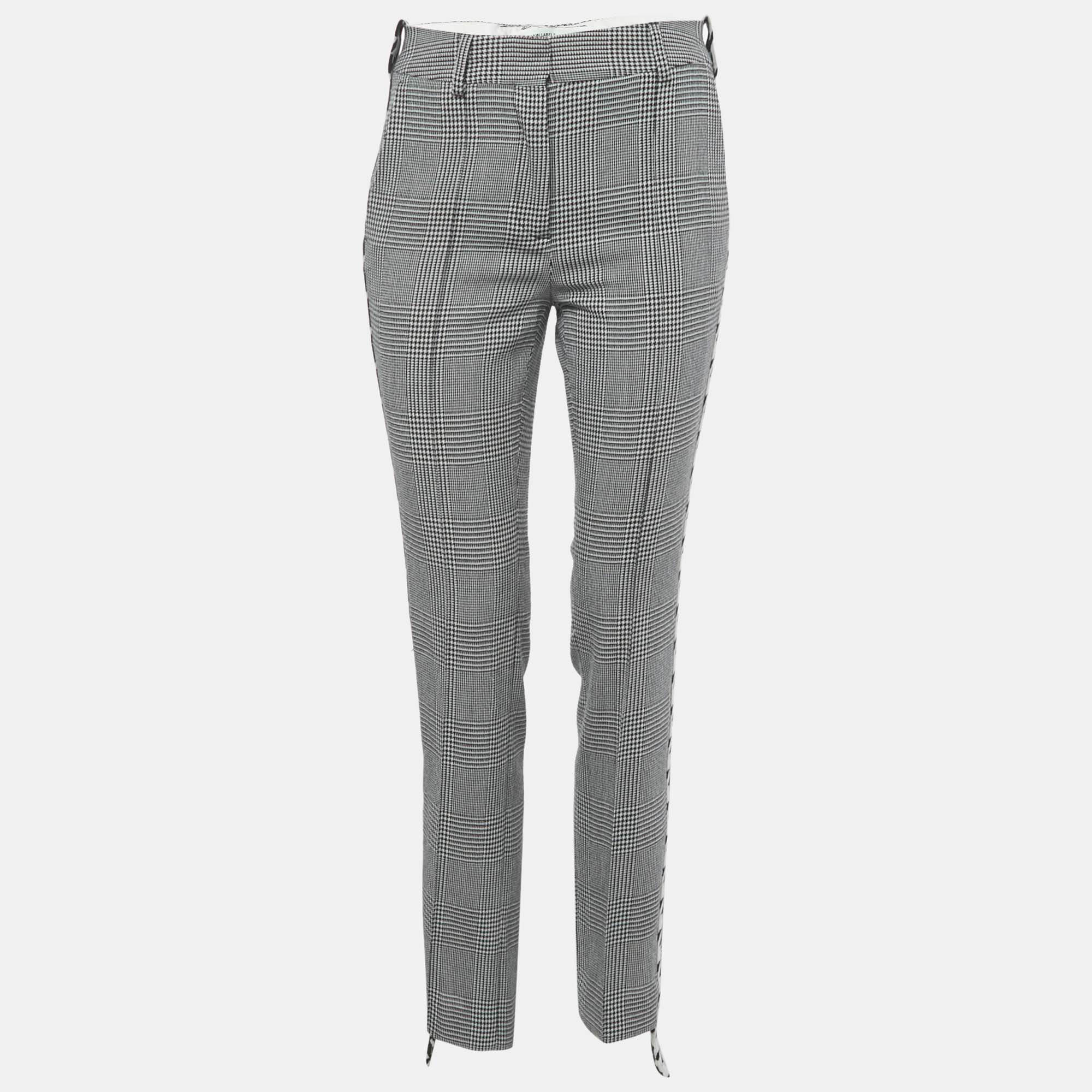 Off-White Black White Prince Of Whales Wool Trousers Off-White Black White Prince Of Whales Wool Trousers