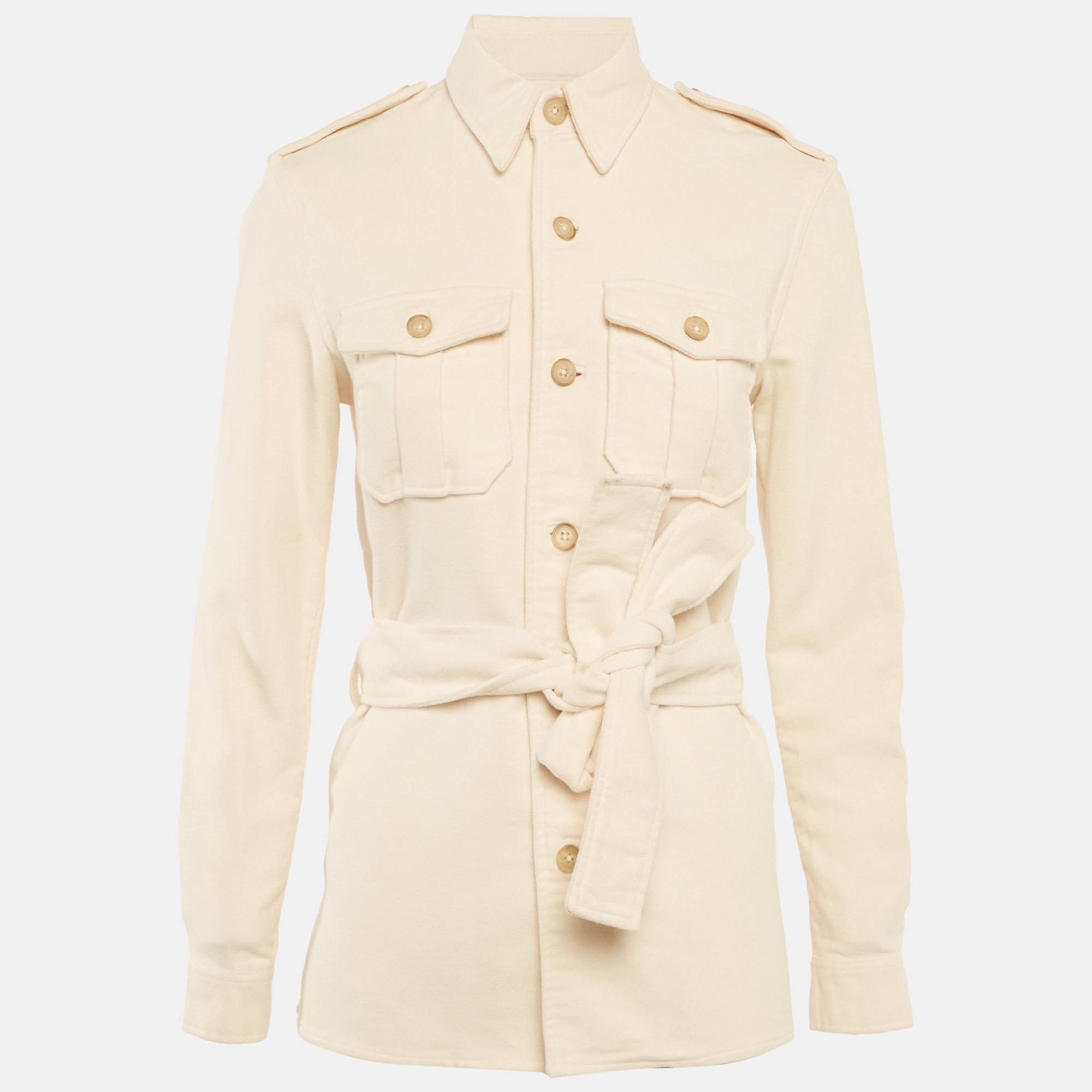 Polo Ralph Lauren Beige Flannel Belted Shirt Jacket